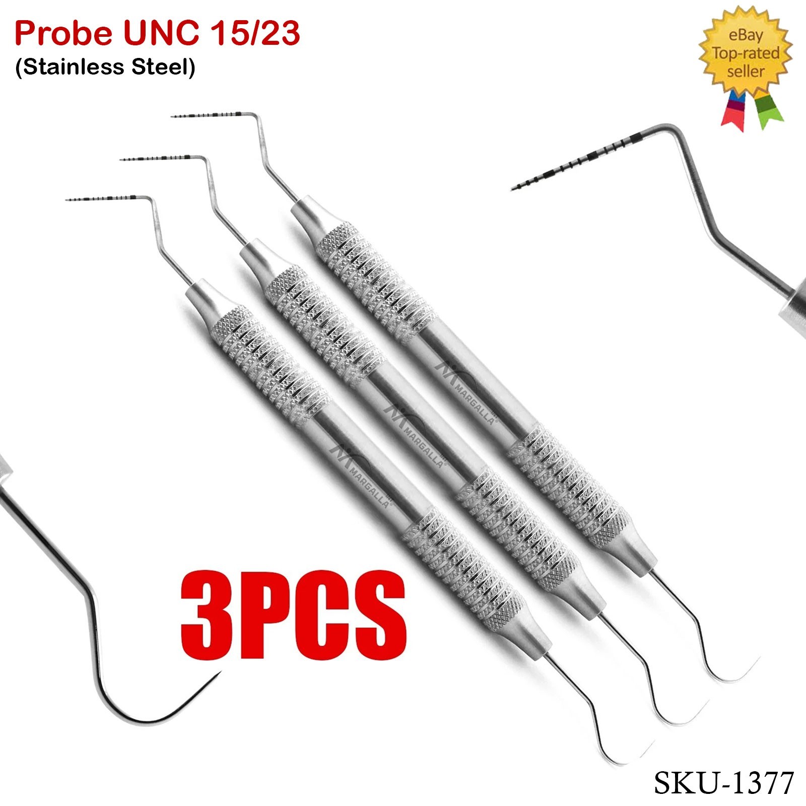 3PCS Dental Explorer-Probe 23/15UNC Hollow Handle, High Quality Instruments