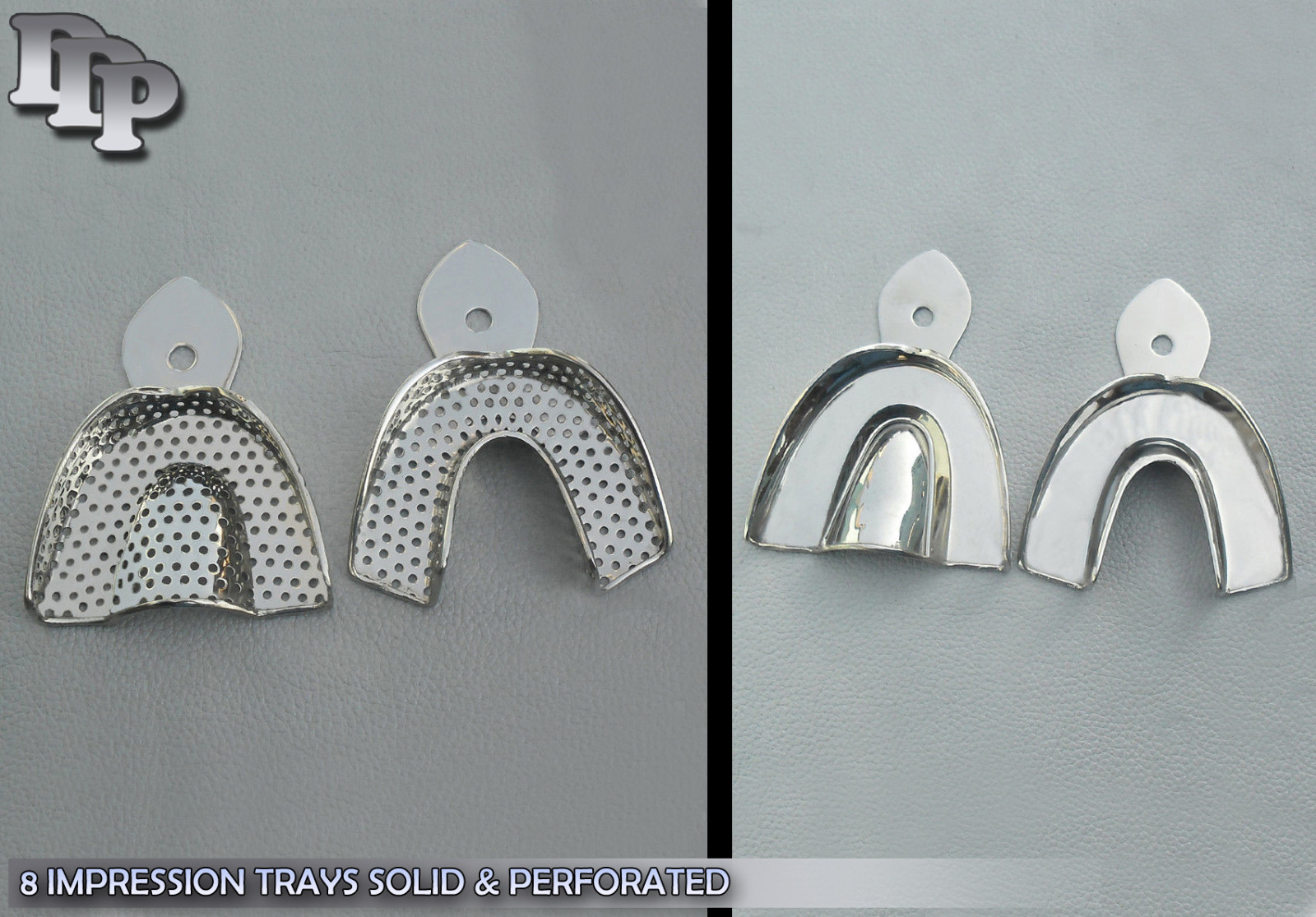 8 Impression Trays Solid PERFORATED Dental Instruments