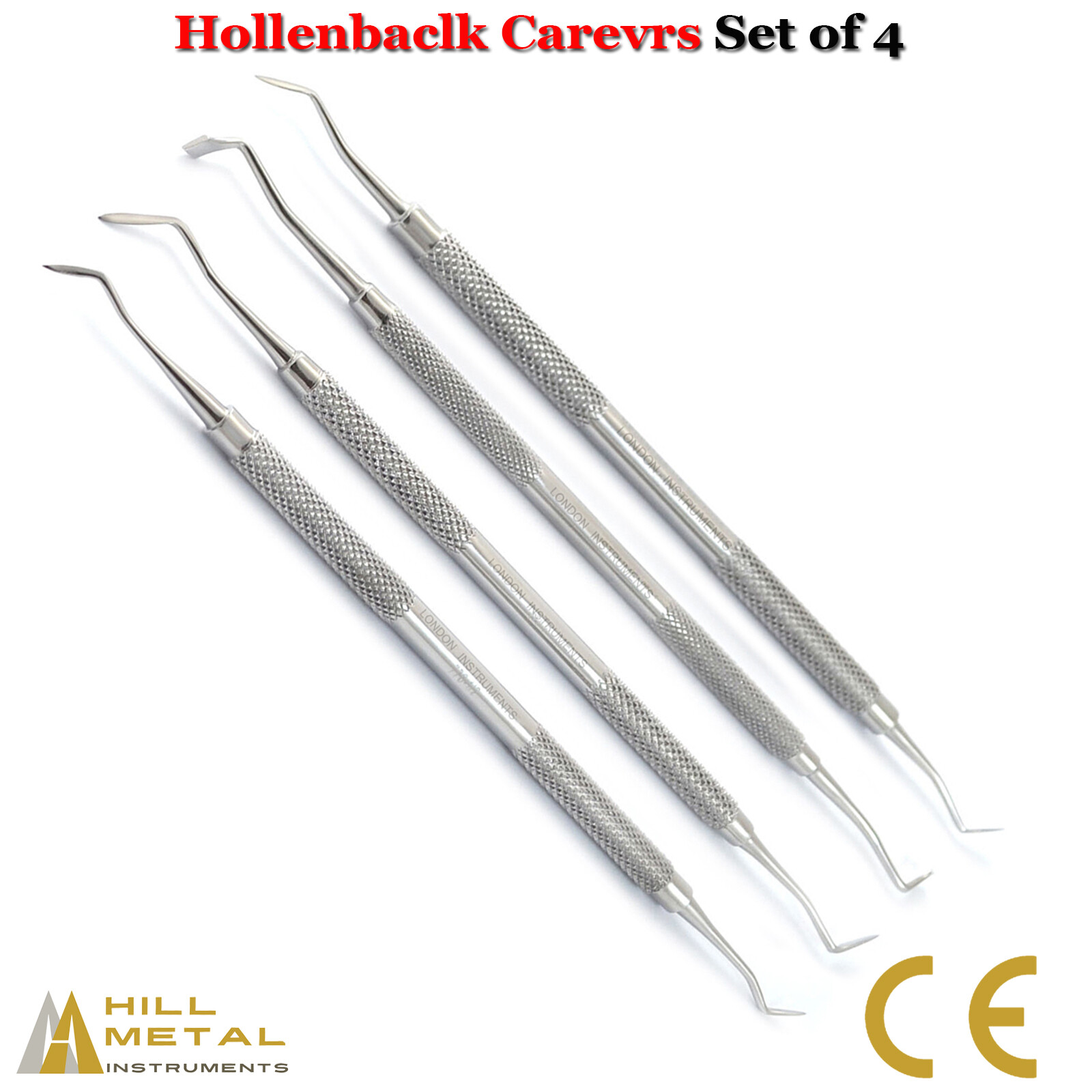 Set of 4 Hollenback Carvers Dental Wax & Modeling Double Ended Instruments CE