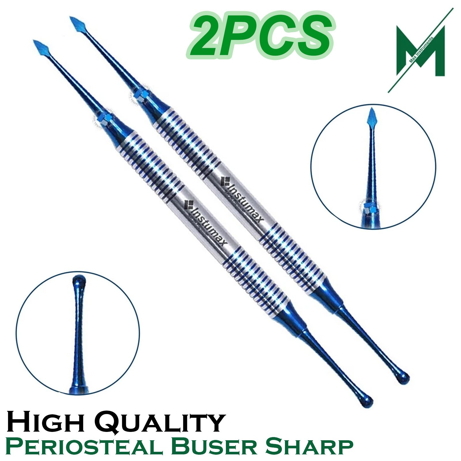Dental Periosteal Elevator Buser Blue Titanium Coated Double Ended German