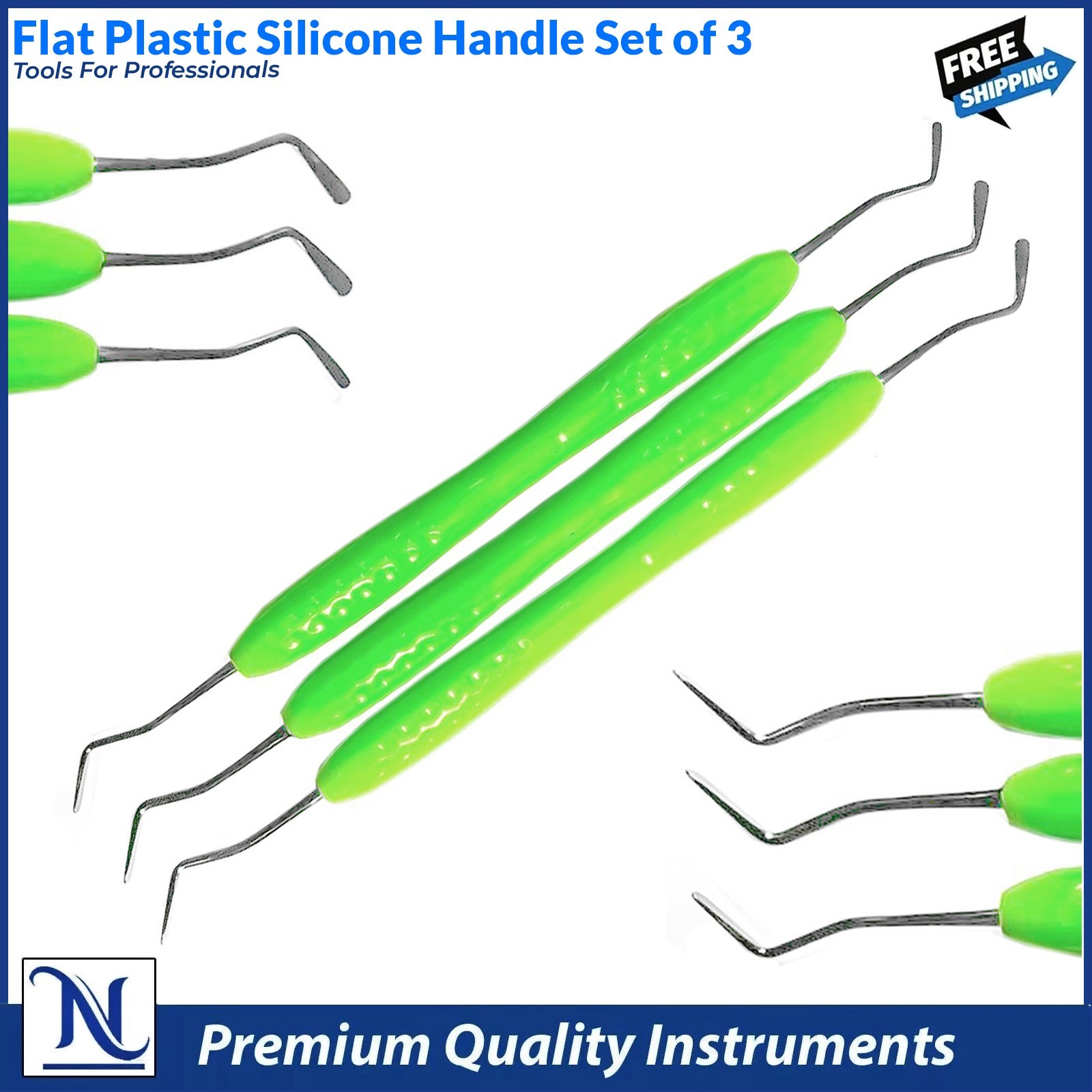 Dental Flat Plastic Set Silicone Handle Tips Composite Filling Instruments