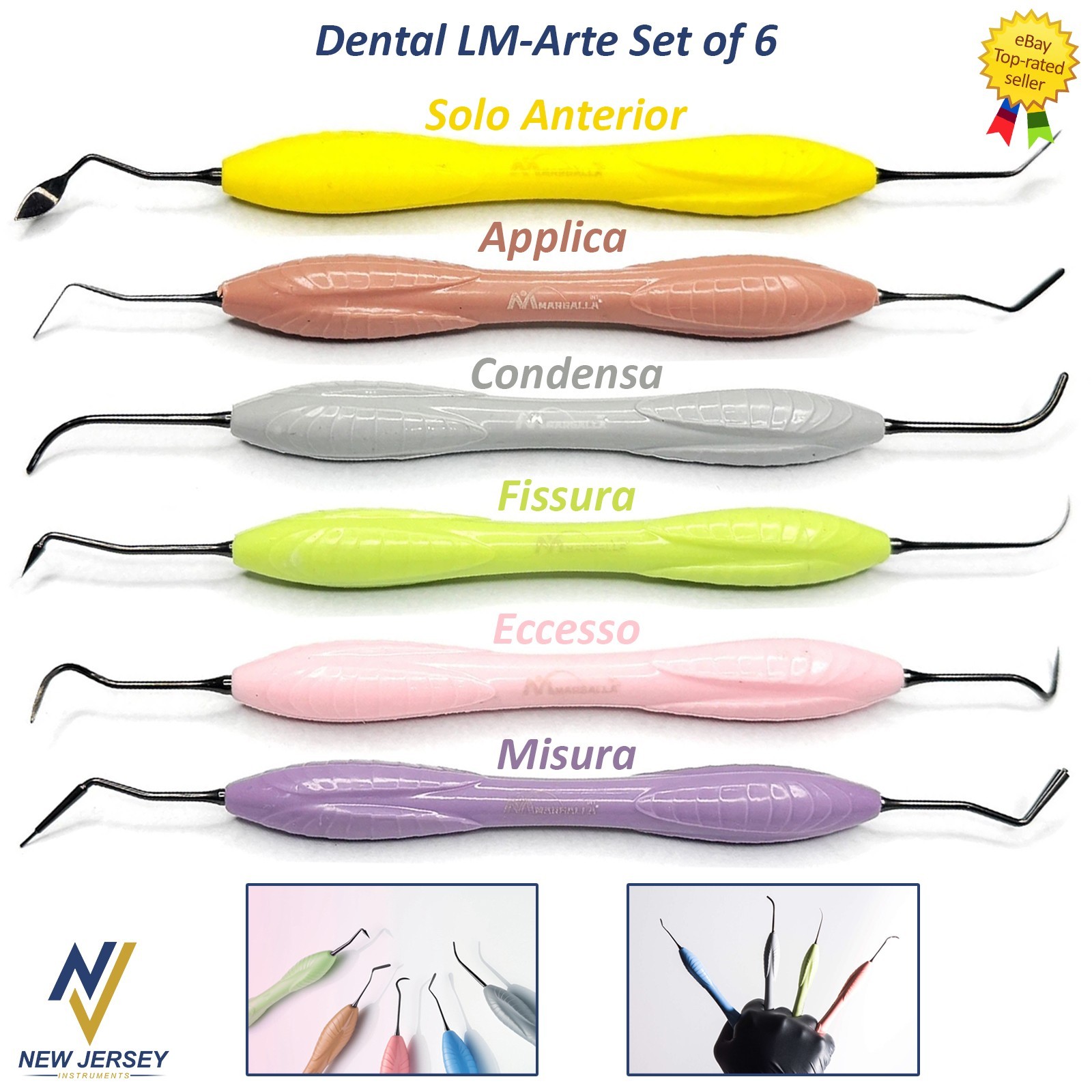 Composite Filling LM Arte Silicone Handle Restorative Set of 6 Dental Instrument