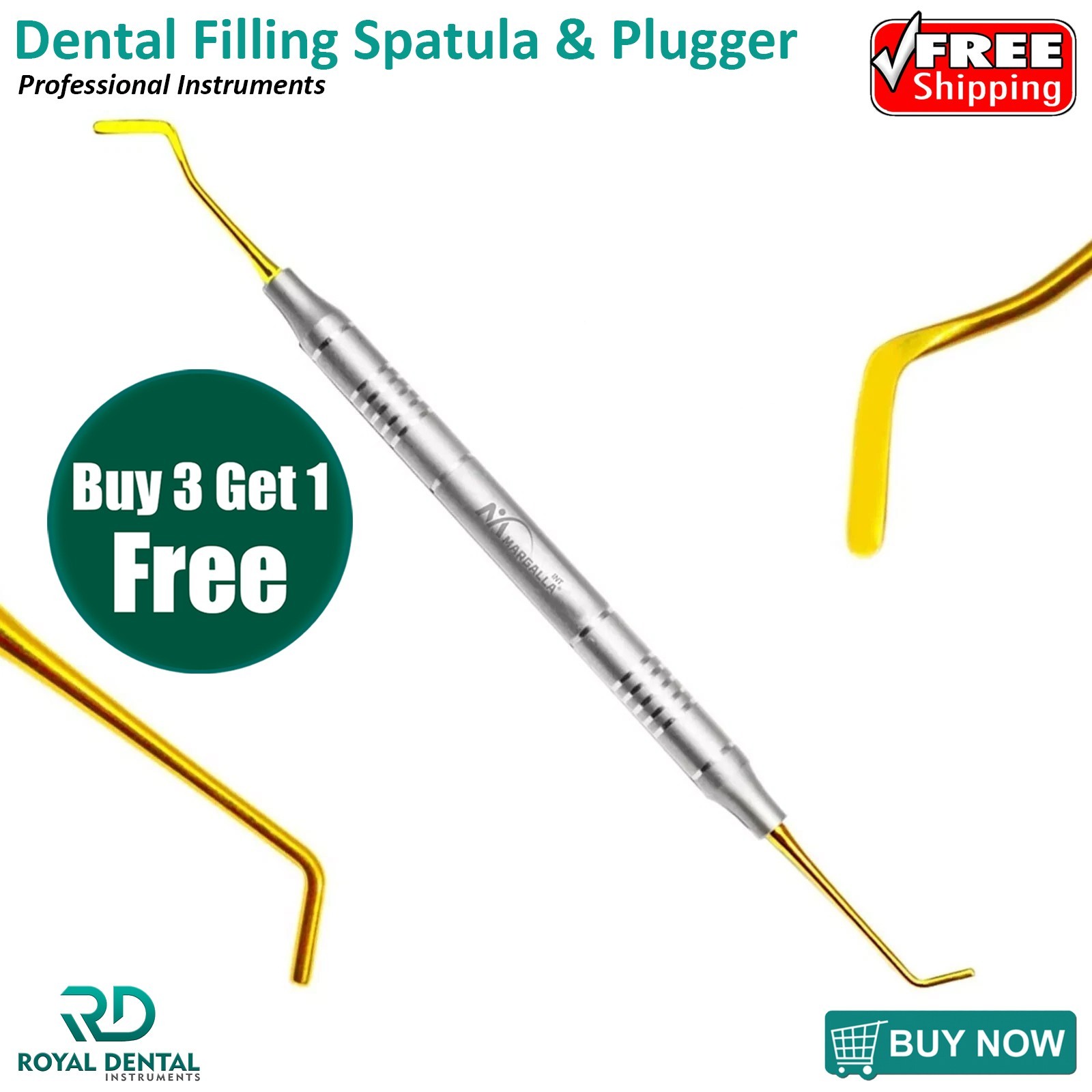 Dental Composite Filling Instruments Spatula & Plugger Titanium Gold Tips