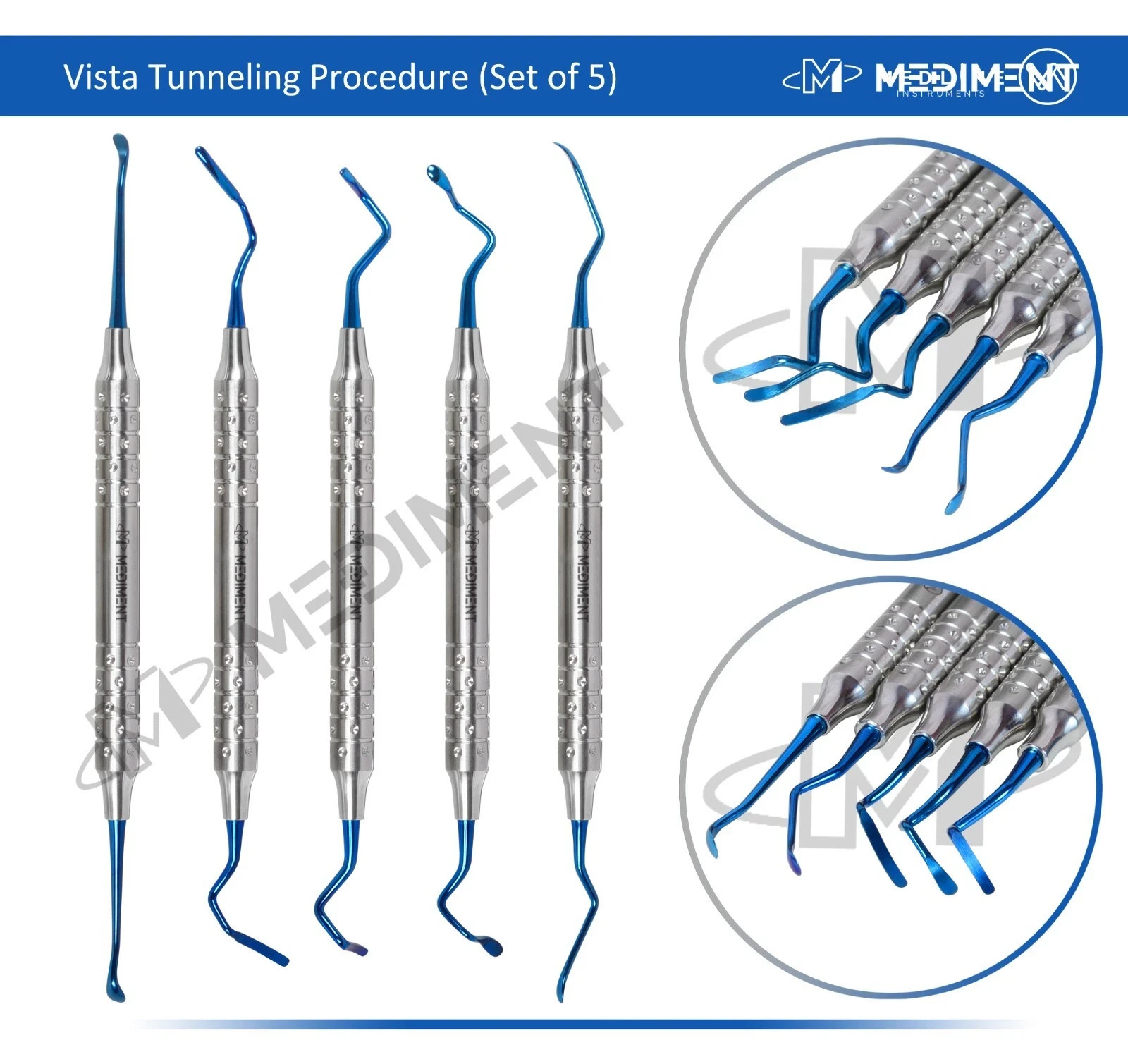 5 Pcs VISTA TUNNELING PROCEDURE TITANIUM IMPLANT DENTAL INSTRUMENTS