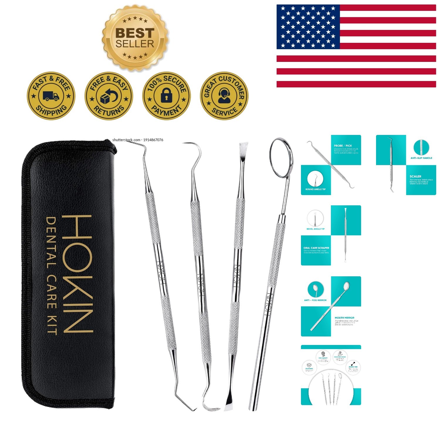 Comprehensive Plaque Removal Tool Set in Stylish Leather Case – For Pets & More