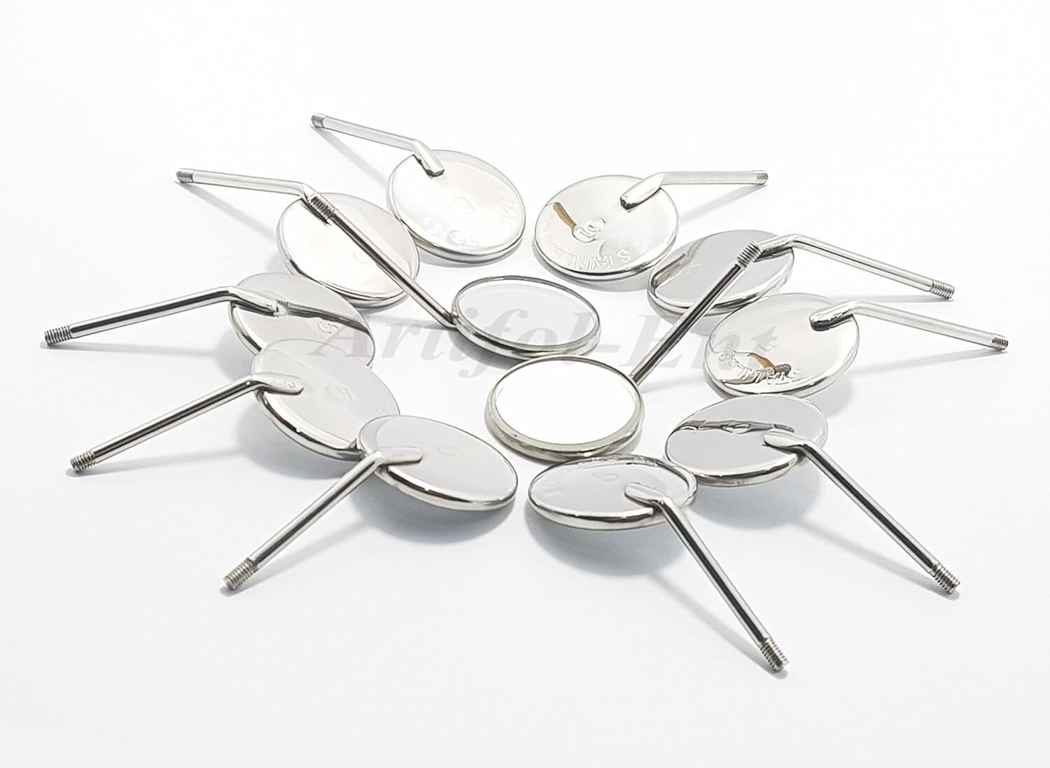 Pack of 12 Pcs Dental Mouth Mirrors # 5 with 2 Pcs Unique Mirror Handle