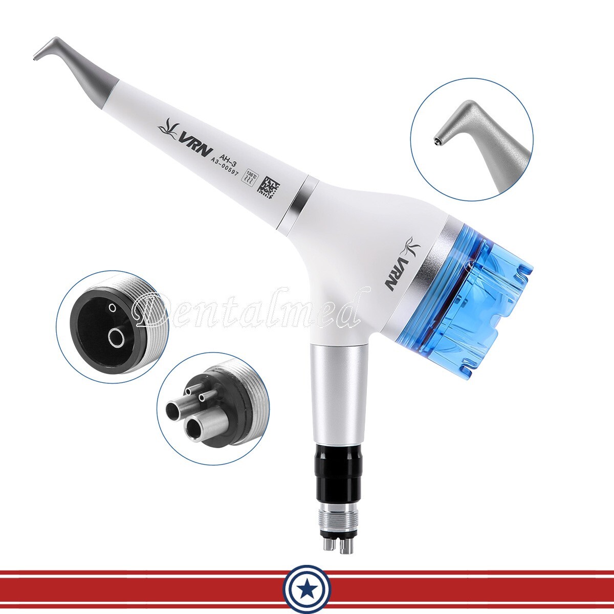 Dental Air Flow Teeth Tooth Polisher Handpiece Hygiene Prophy Jet 4 Hole Blue