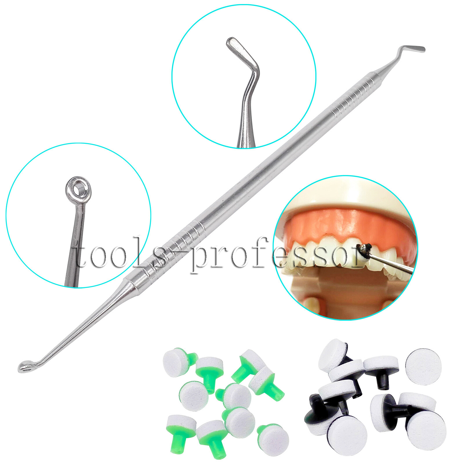 Dental Veneer Composite Resin Mold Spatula Filling Foam Pads Light Cure Handle