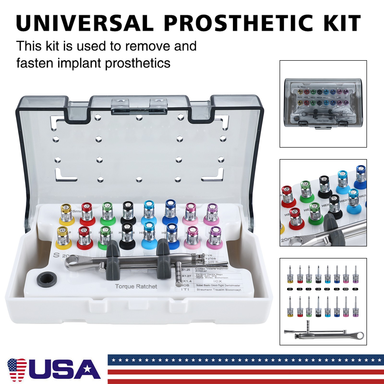 Dental Universal Implant Prosthetic Kit Torque Wrench Screw Drivers Remover A/ B