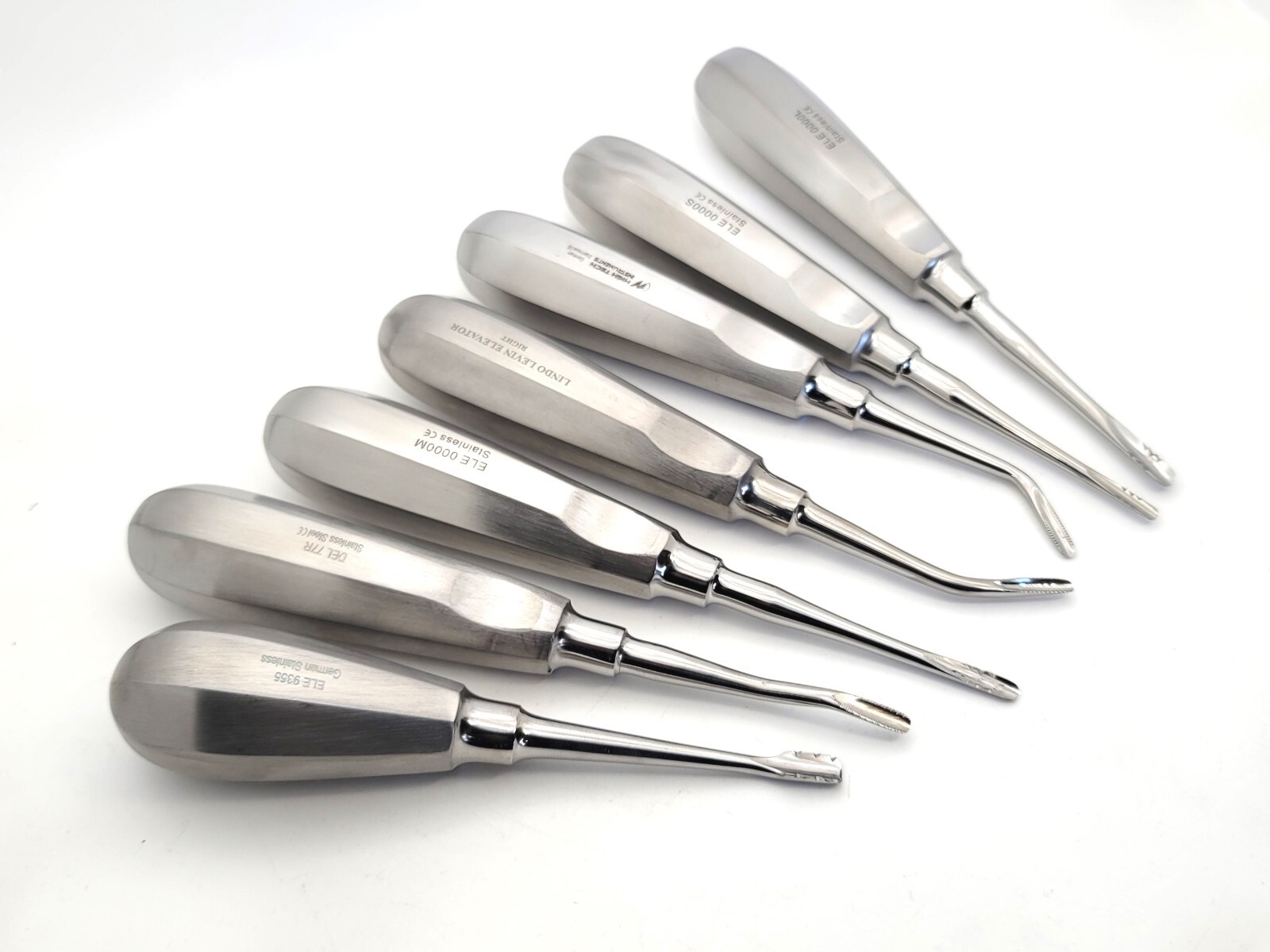 7 pcs Large Medium Small Left Right Serrated Edge Root Tip Dental Elevators