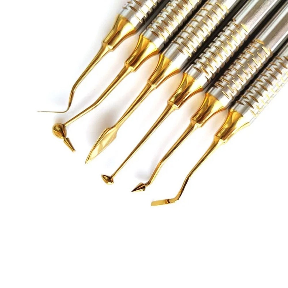 Dental Composite Filling Instrument Gold/Blue Titanium Coated Restorative Kit
