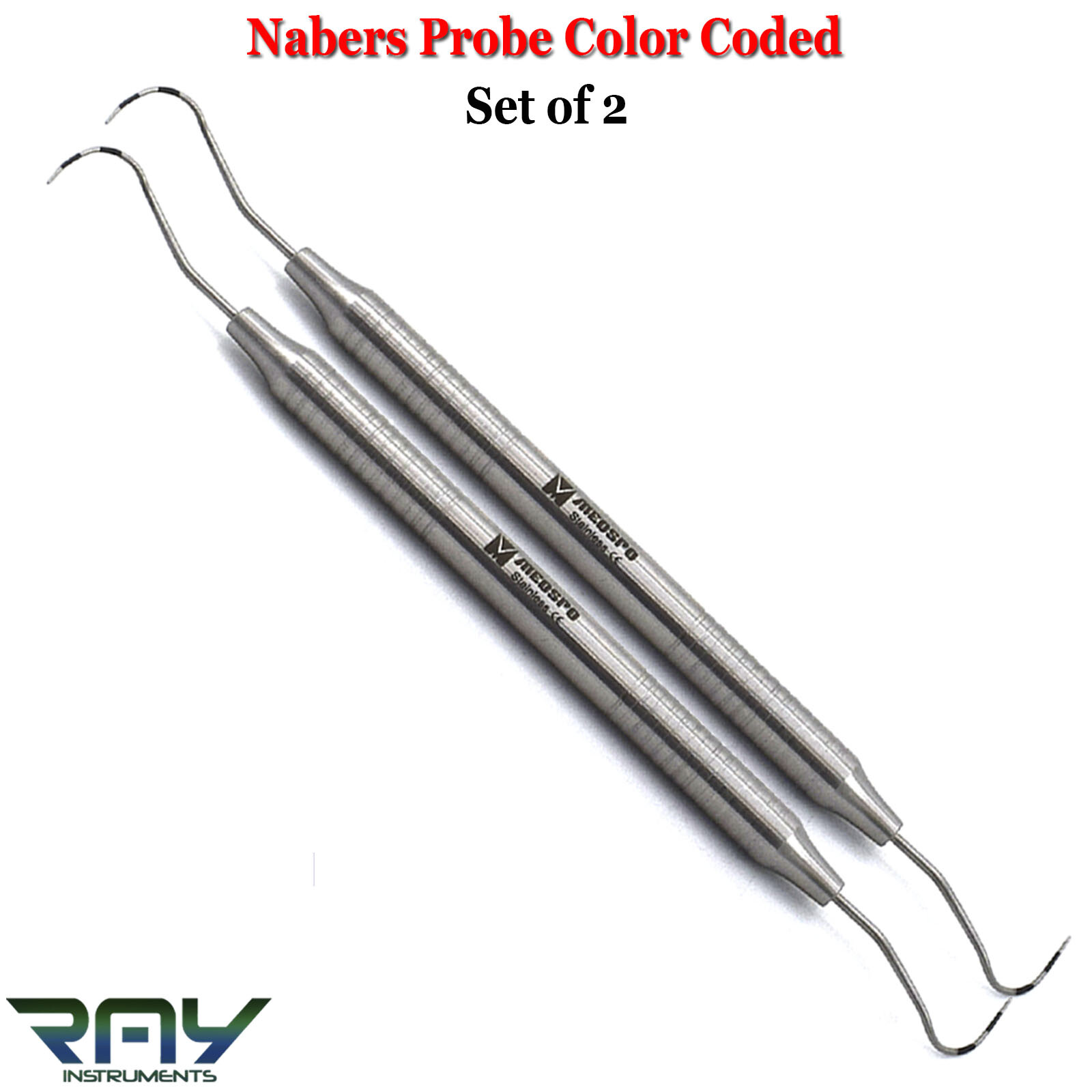 X2 Dental Nabers Probe Color Coded Periodontal Diagnostic Depth Furcation Lesion