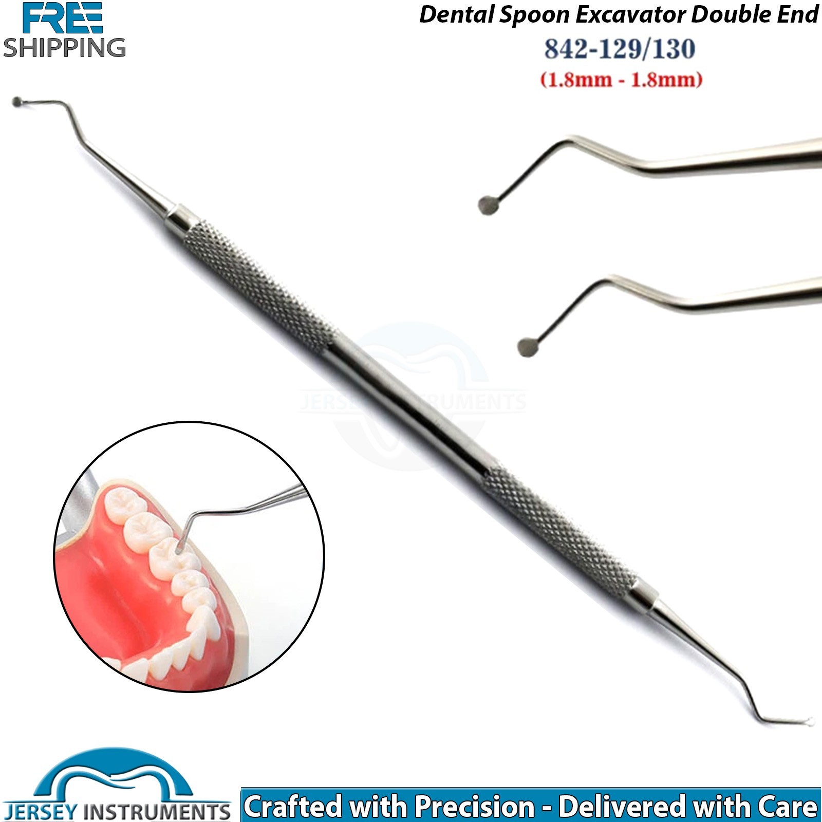 Dental Spoon Excavator 842 Double End Caries Removal Dental Tool Stainless New