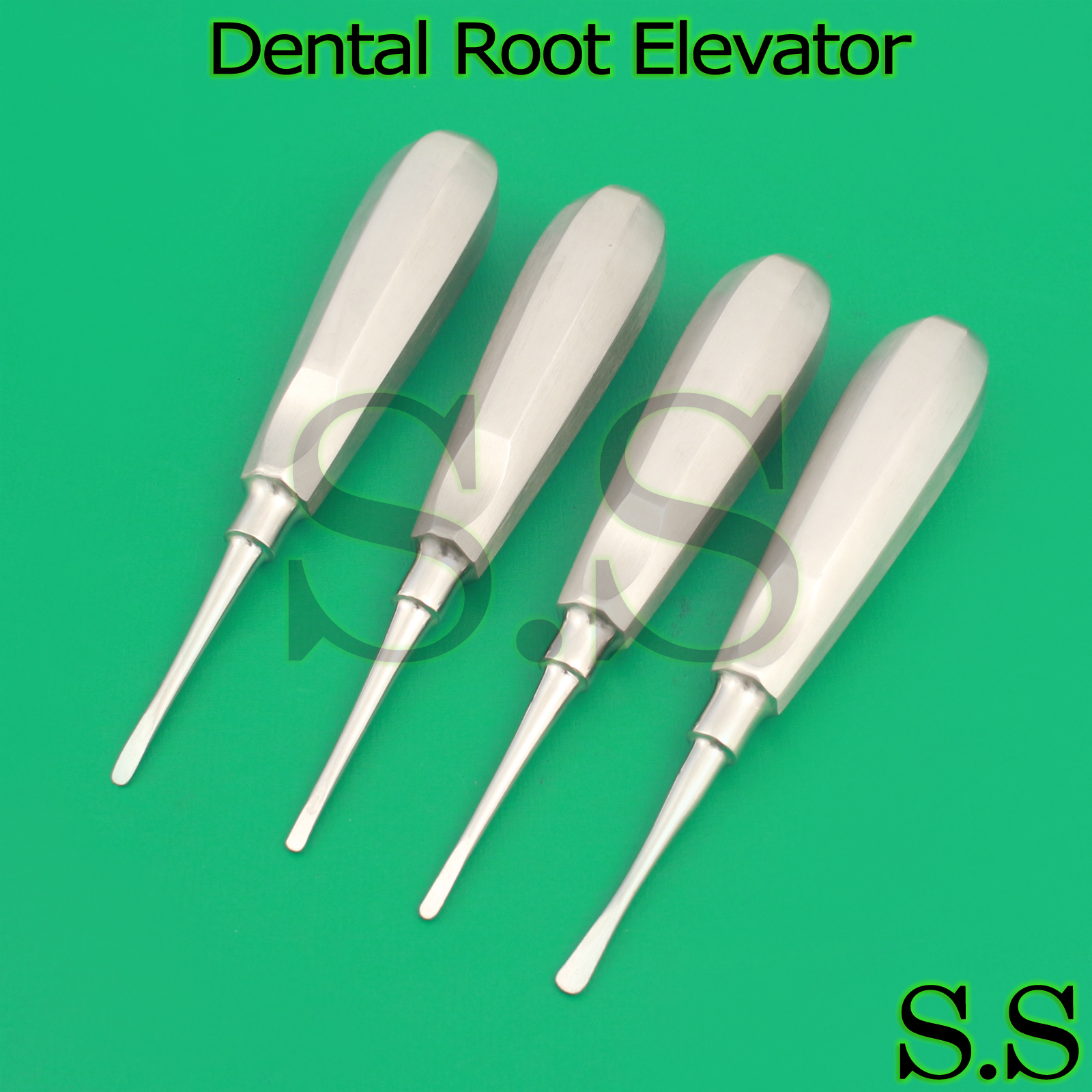 Set Of 4 Root Elevators STRAIGHT 2mm 3mm 4mm 5mm STAINLESS Dental DN-594