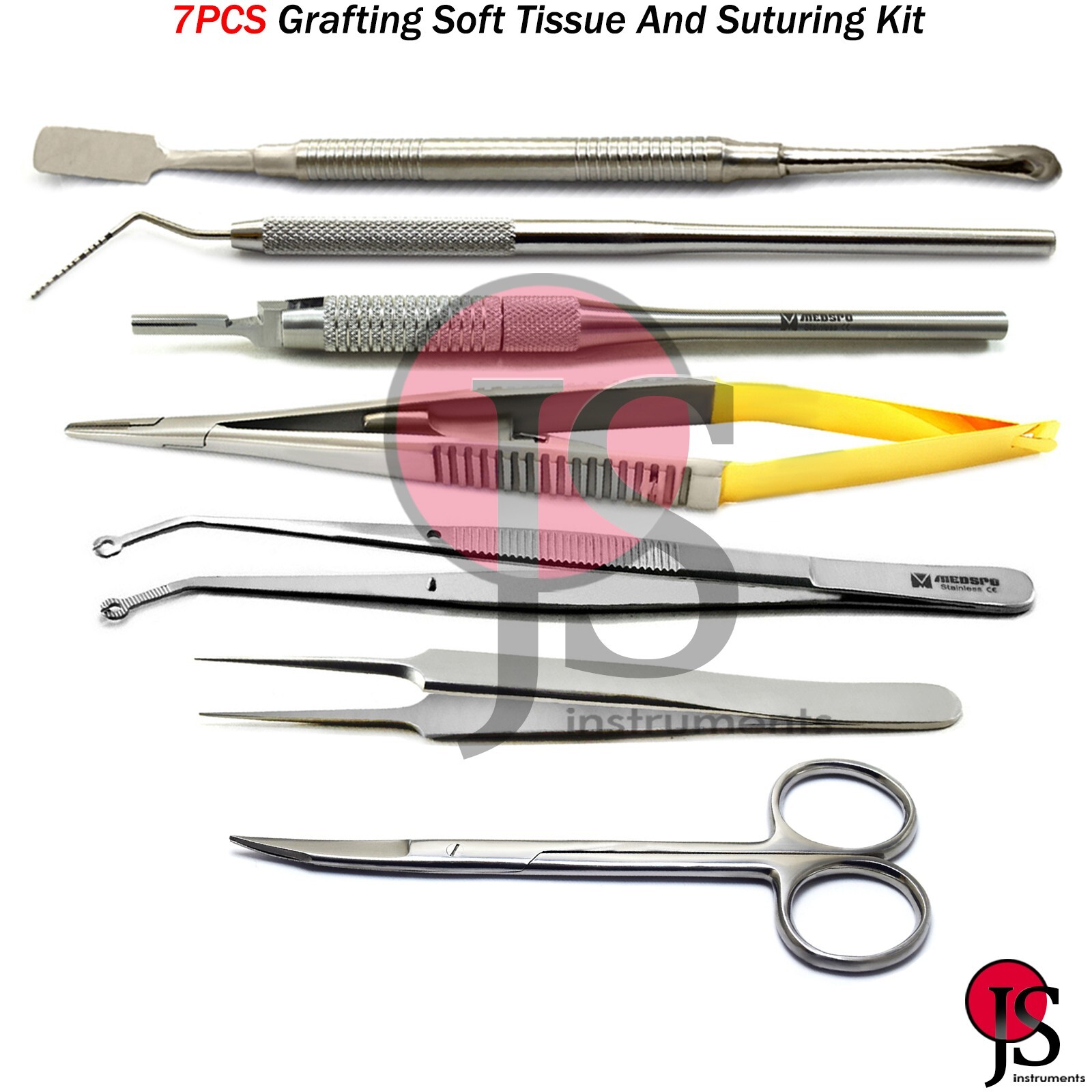7PCS Dental Implant Soft Tissue Suturing Suture Plier Perio Probe Needle Holder
