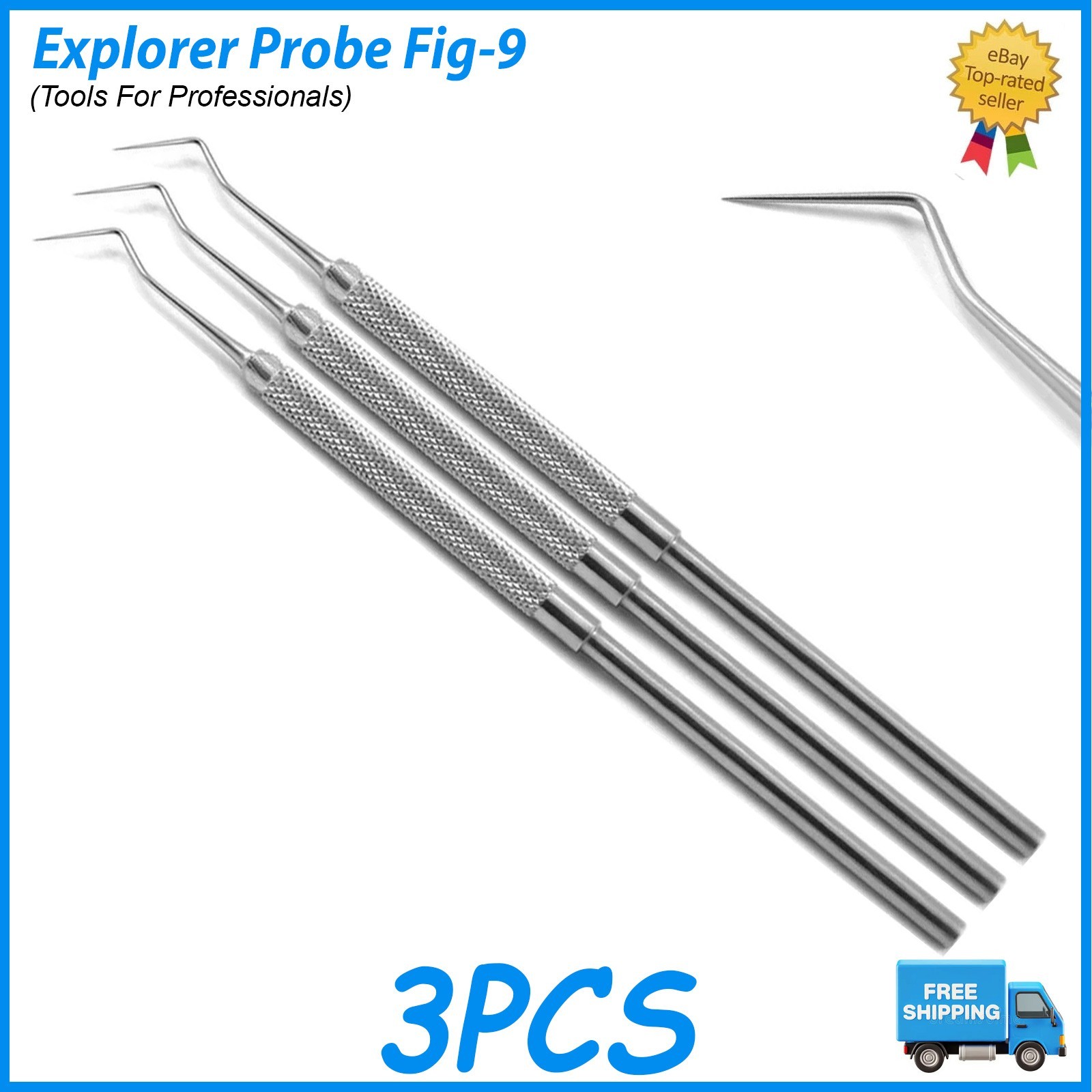 Ergonomic Dental Probe 9 Explorer Stainless Steel Examination Tool