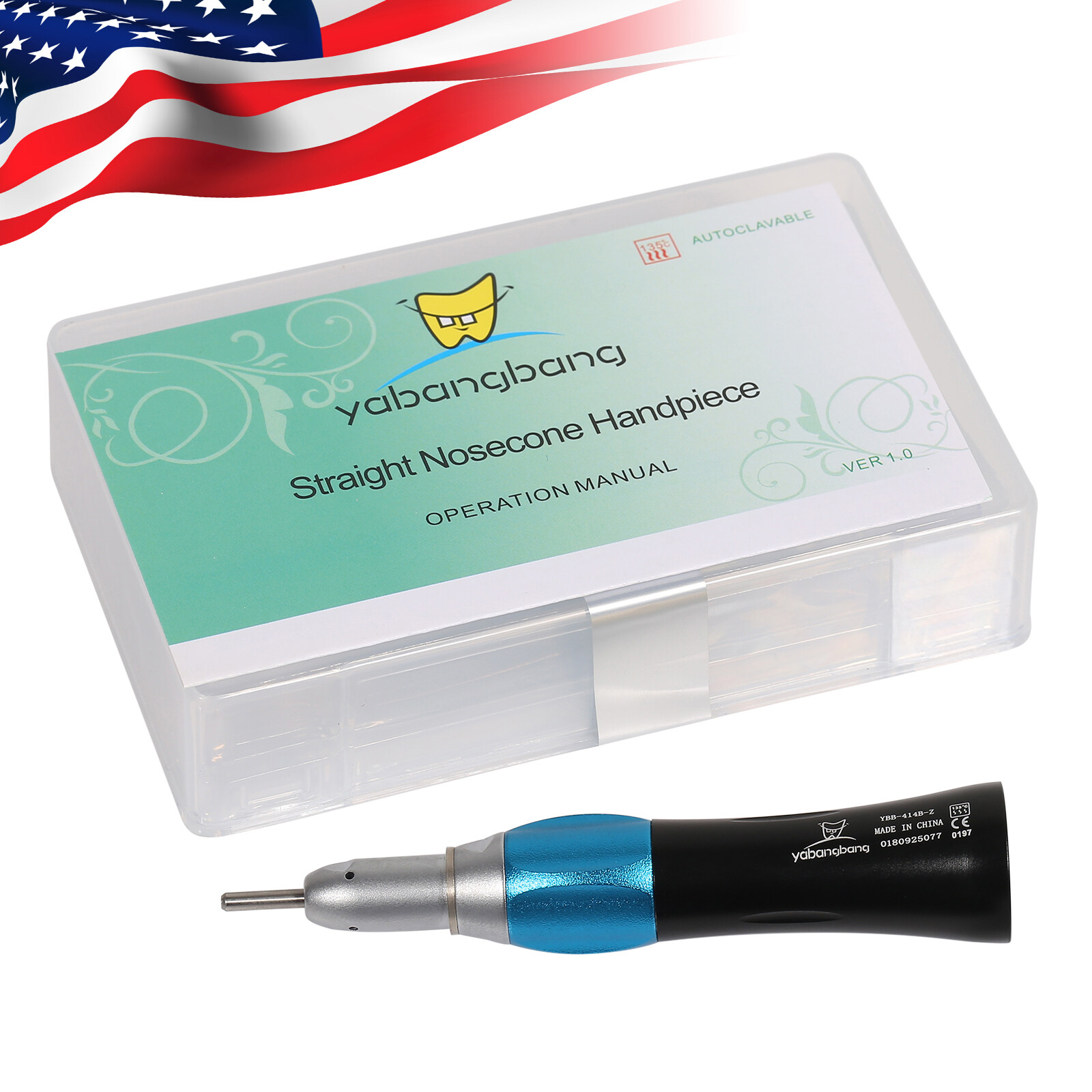 Yabang Dental Straight Nosecone Low Speed Handpiece E-type fit NSK black