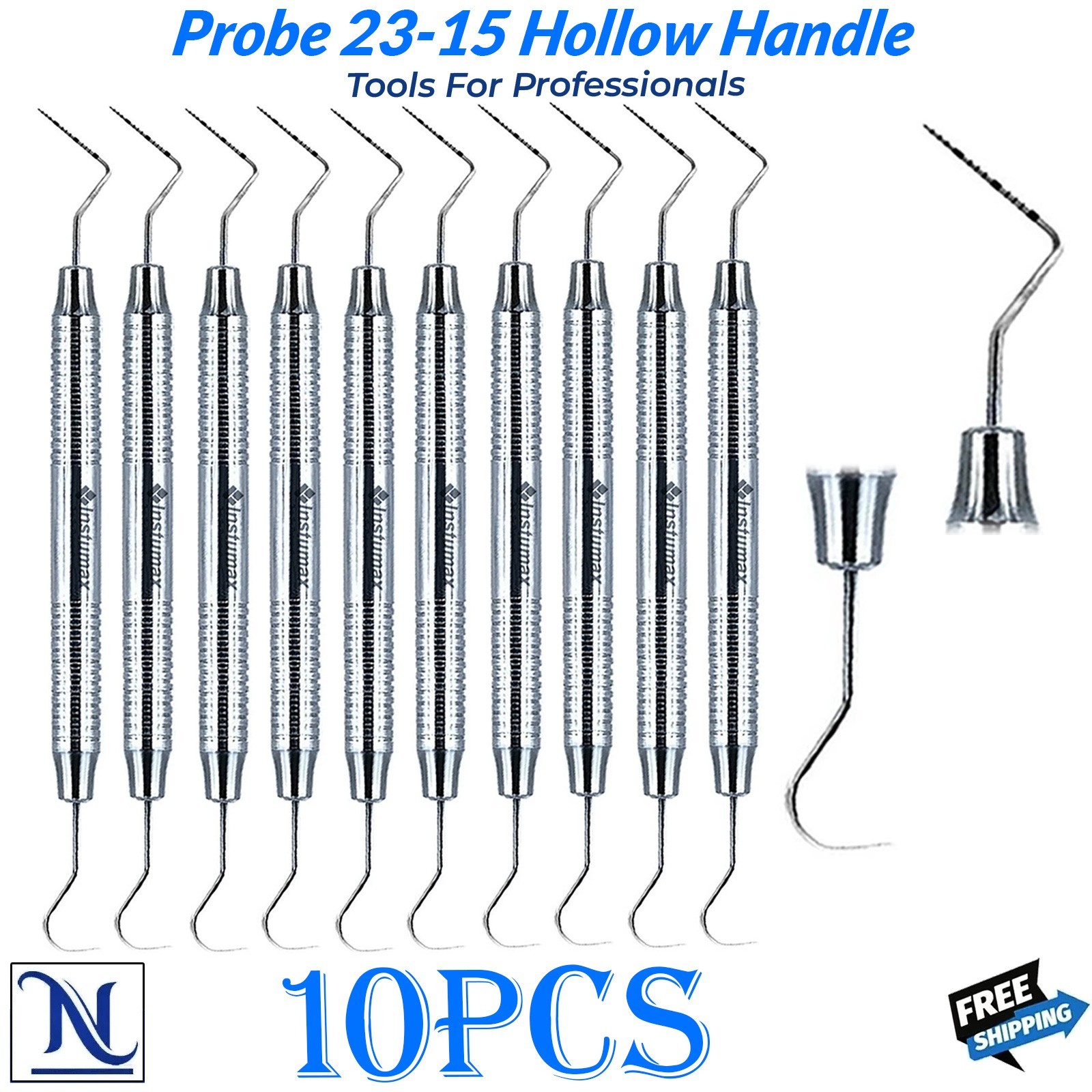 Dental Perio Explorer 23 Probe UNC 15 Hallow Handle Color Marking Double Ended