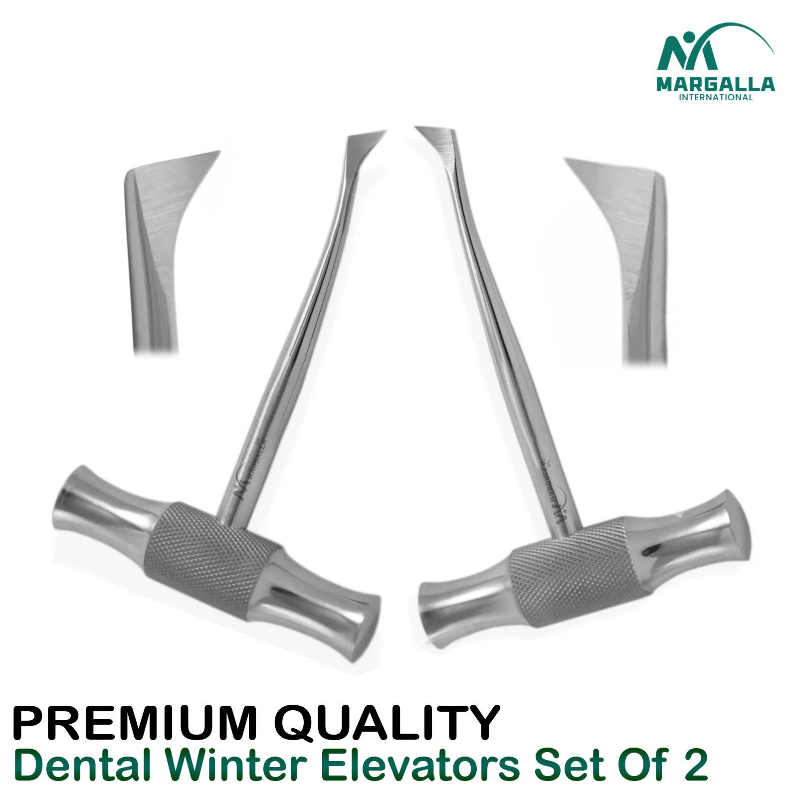 Set Of 2 Dental Winter Elevators Surgical Molar Root Extractor 12L 12R Cross Bar