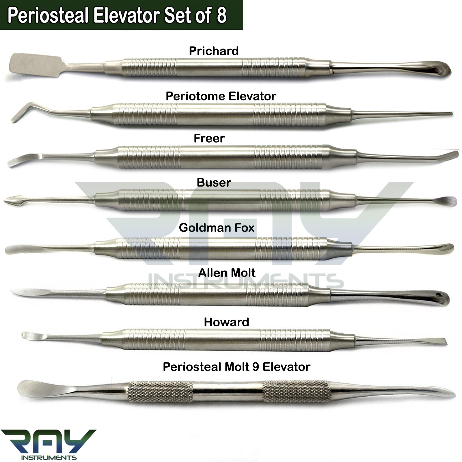 Dental Periosteal Implant Elevators Prichard-Buser-Periotome-Freer-Molt 9 CE