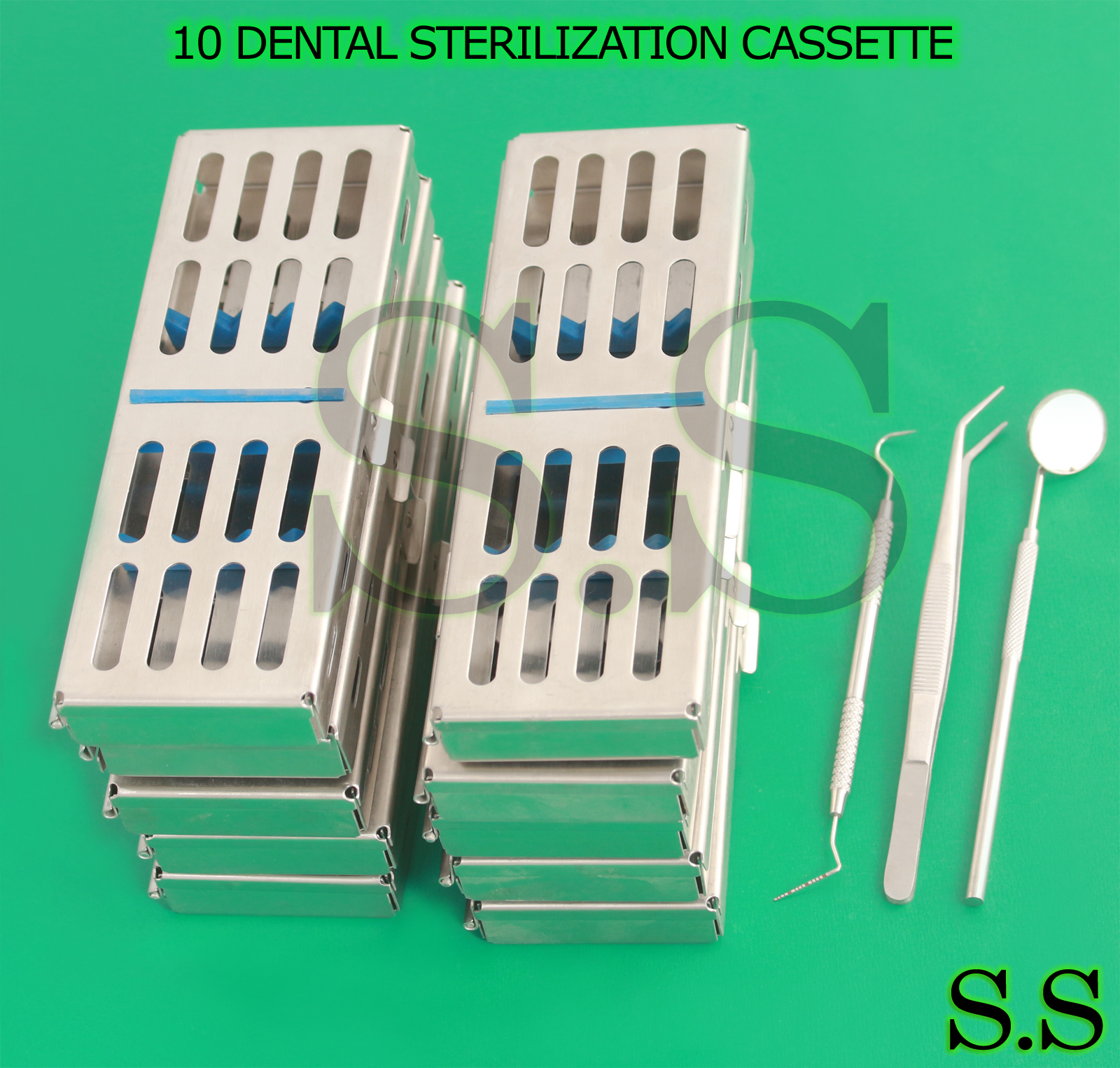 10 DENTAL STERILIZATION CASSETTE RACK BOX TRAY FOR 5 INSTRUMENT