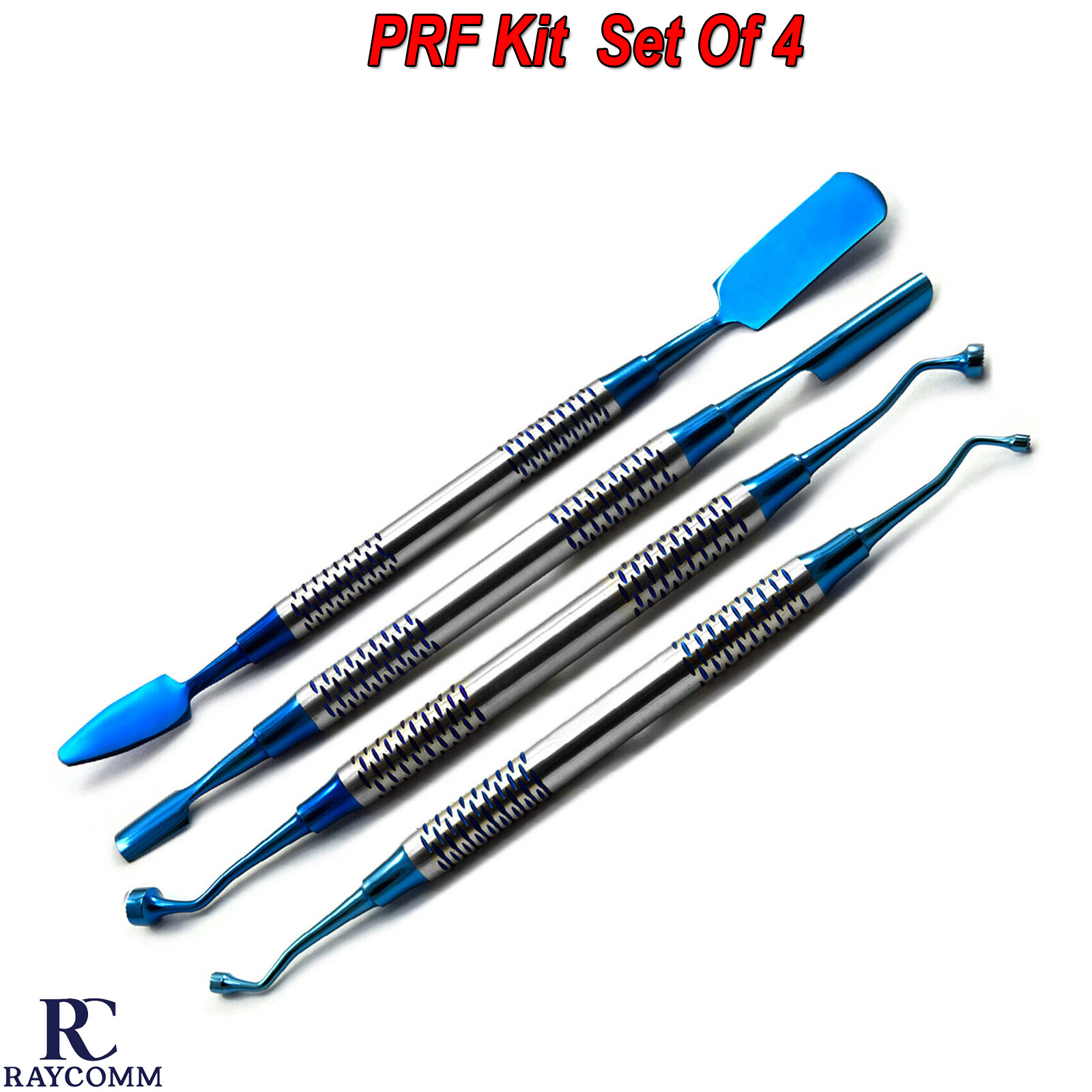 Dental Implant PRF Blue Titanium Bone Graft Carrier Spatula Instruments 4Pcs Kit