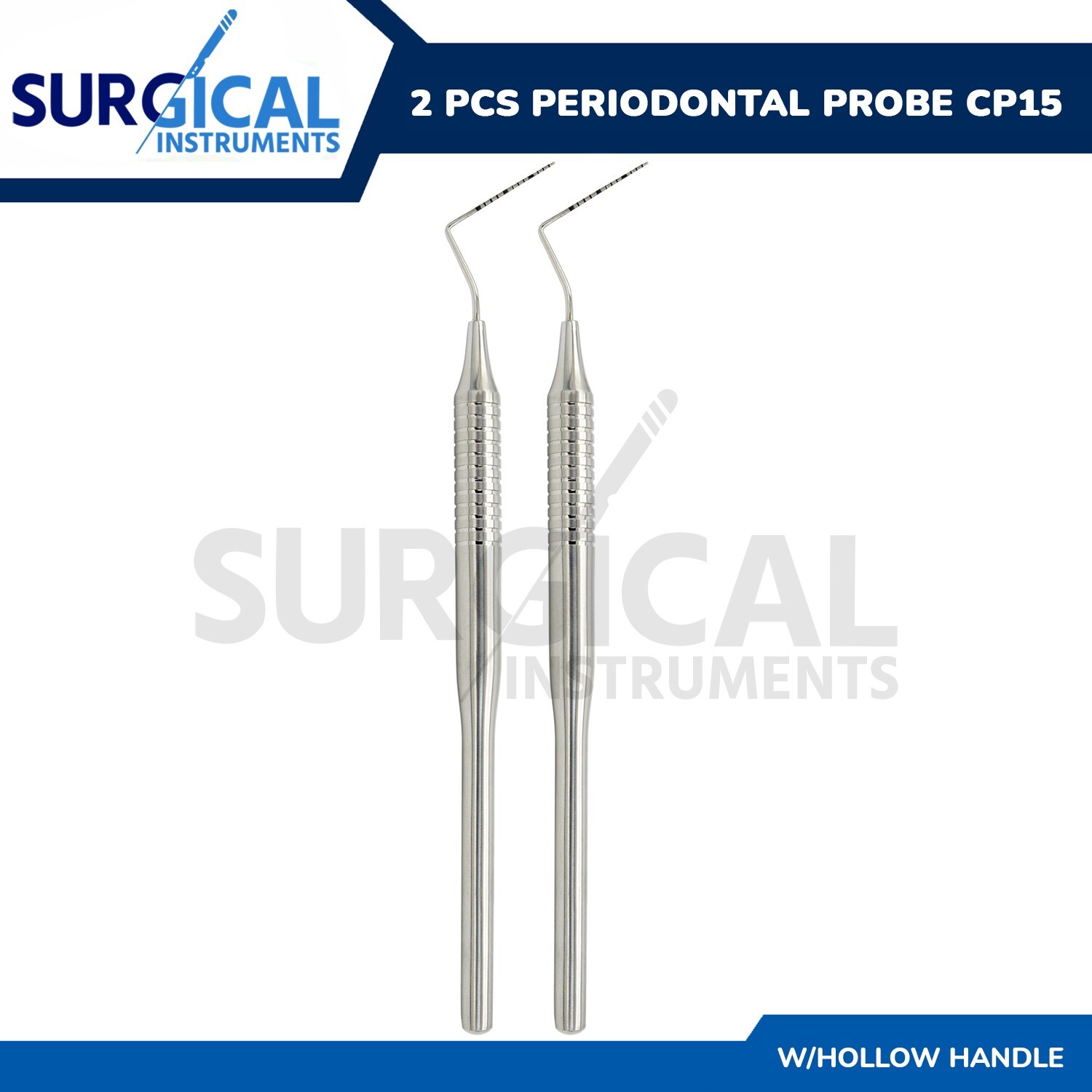 2 Pcs Periodontal Color Coded Marking Probes Williams CP-15 Set Hollow Handle
