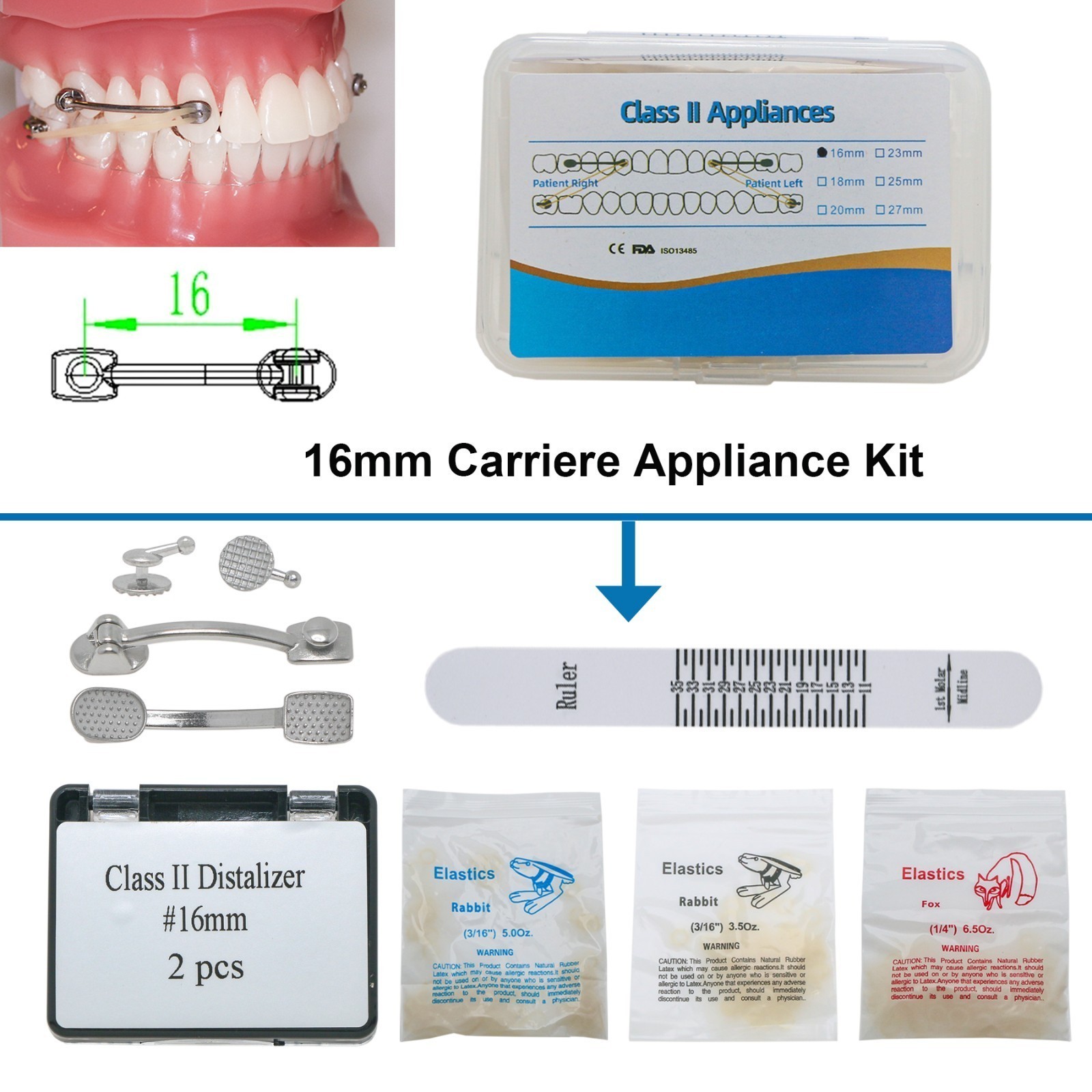 Dental Orthodontic Class II Appliance Bondable Motion Distalizing Bars With Ties