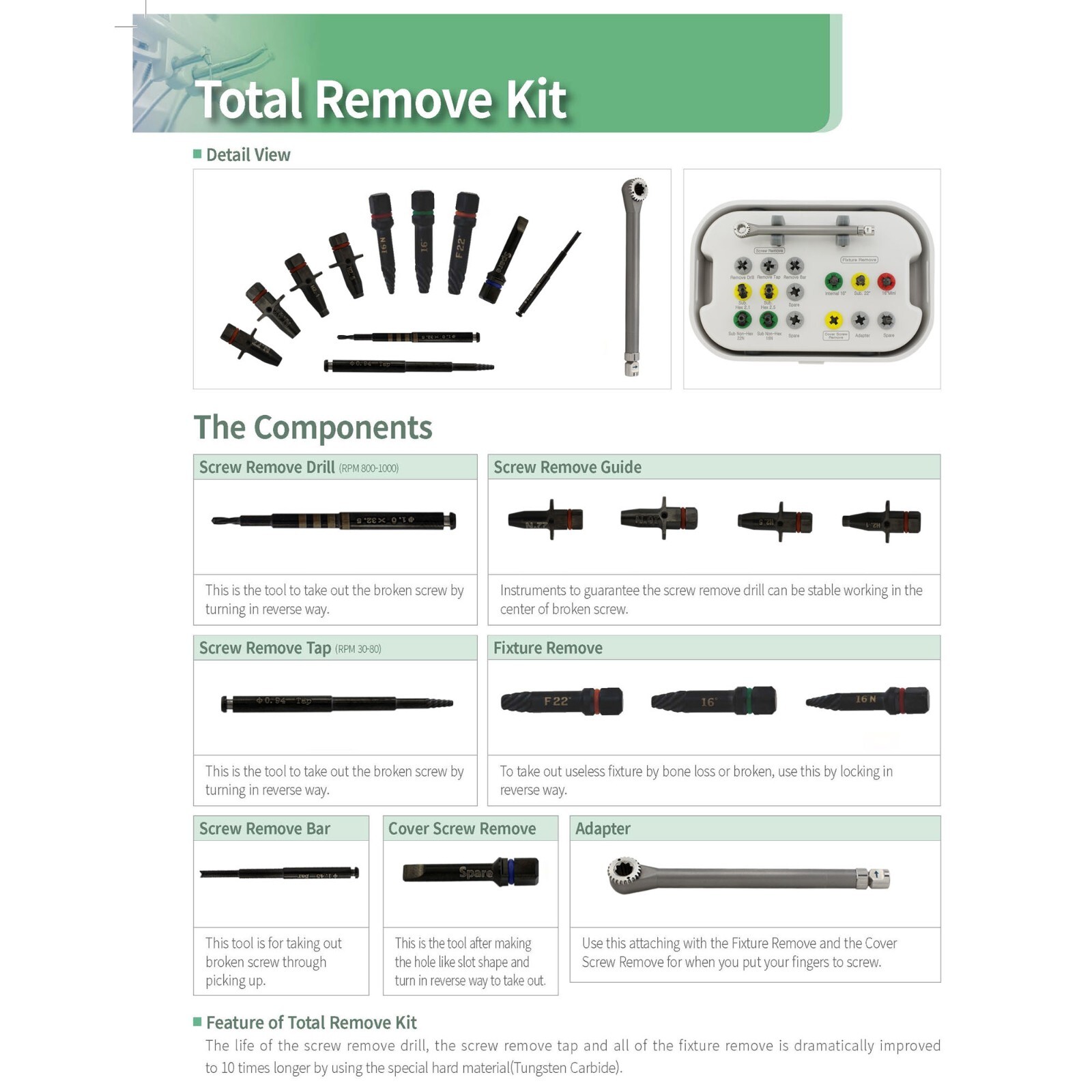 Implant Fixture & Fractured Screw Removal Kit Total Remover kit SOS HeaNeam
