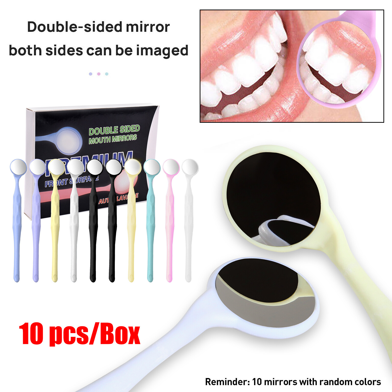 Dental Occlusal Mirror Fog Free LED Intra Oral Photo /10 Mouth Mirrors Reflector