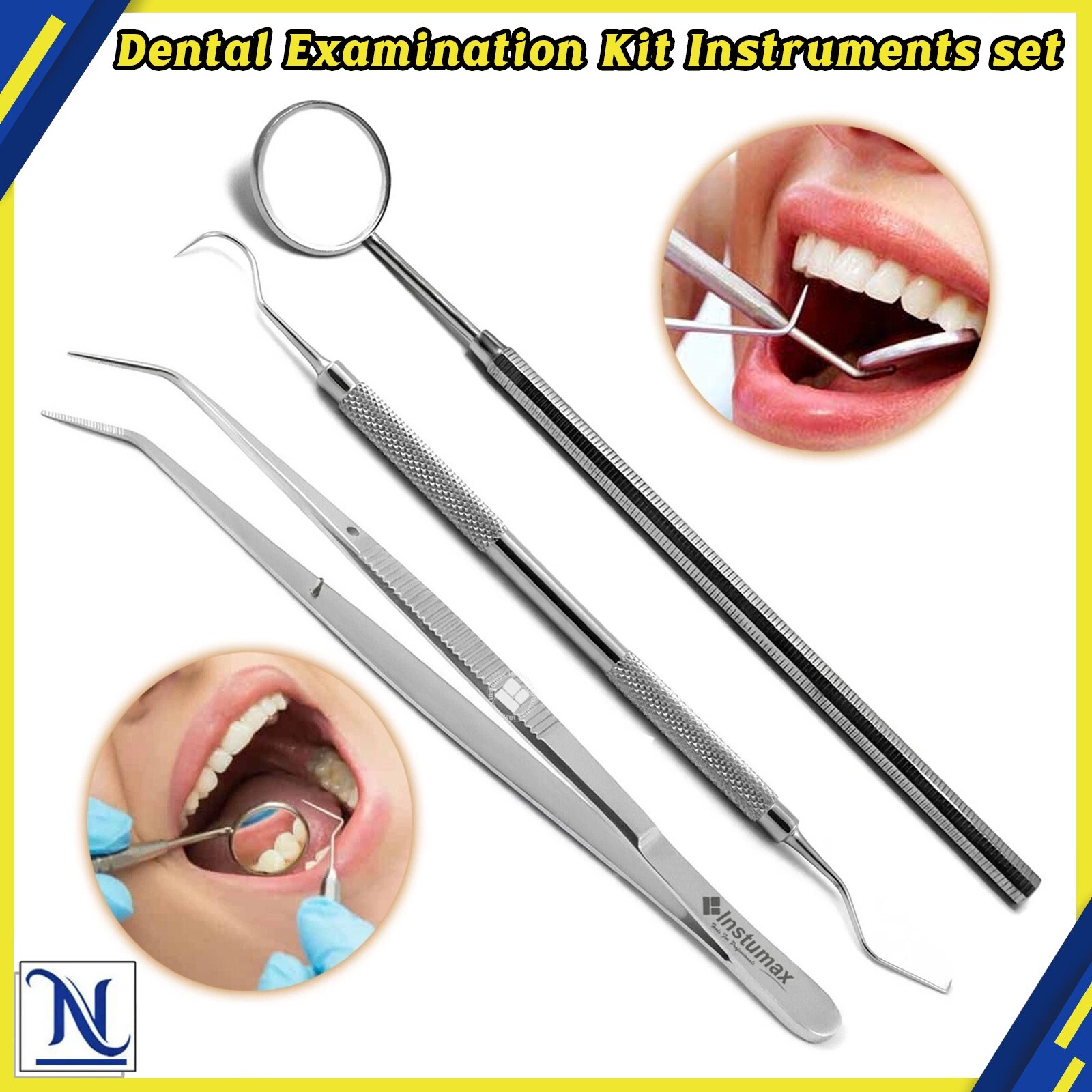 Dental Examination 3Pcs Set Dentist Teeth Plaque & Tarter Removal Probe Picks