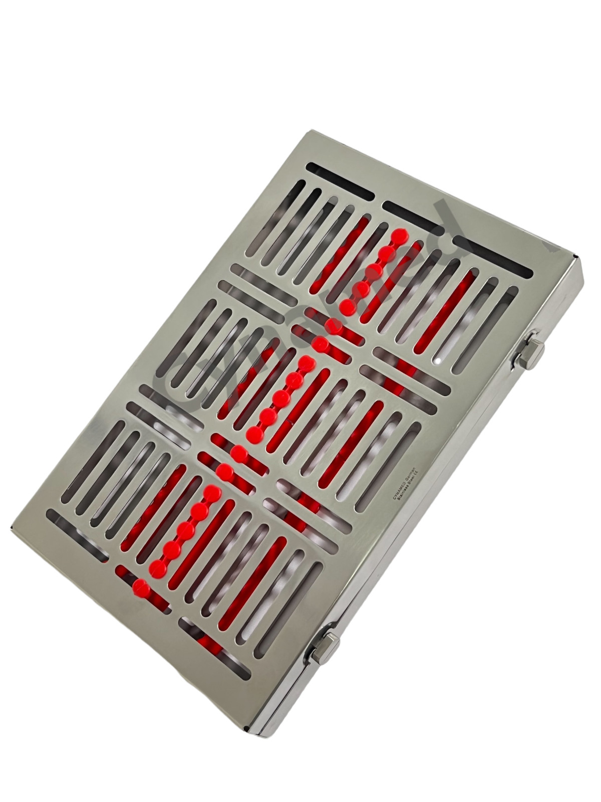 1 GERMAN DENTAL AUTOCLAVE STERILIZATION CASSETTE RACK TRAY FOR 20 INSTRUMENT RED