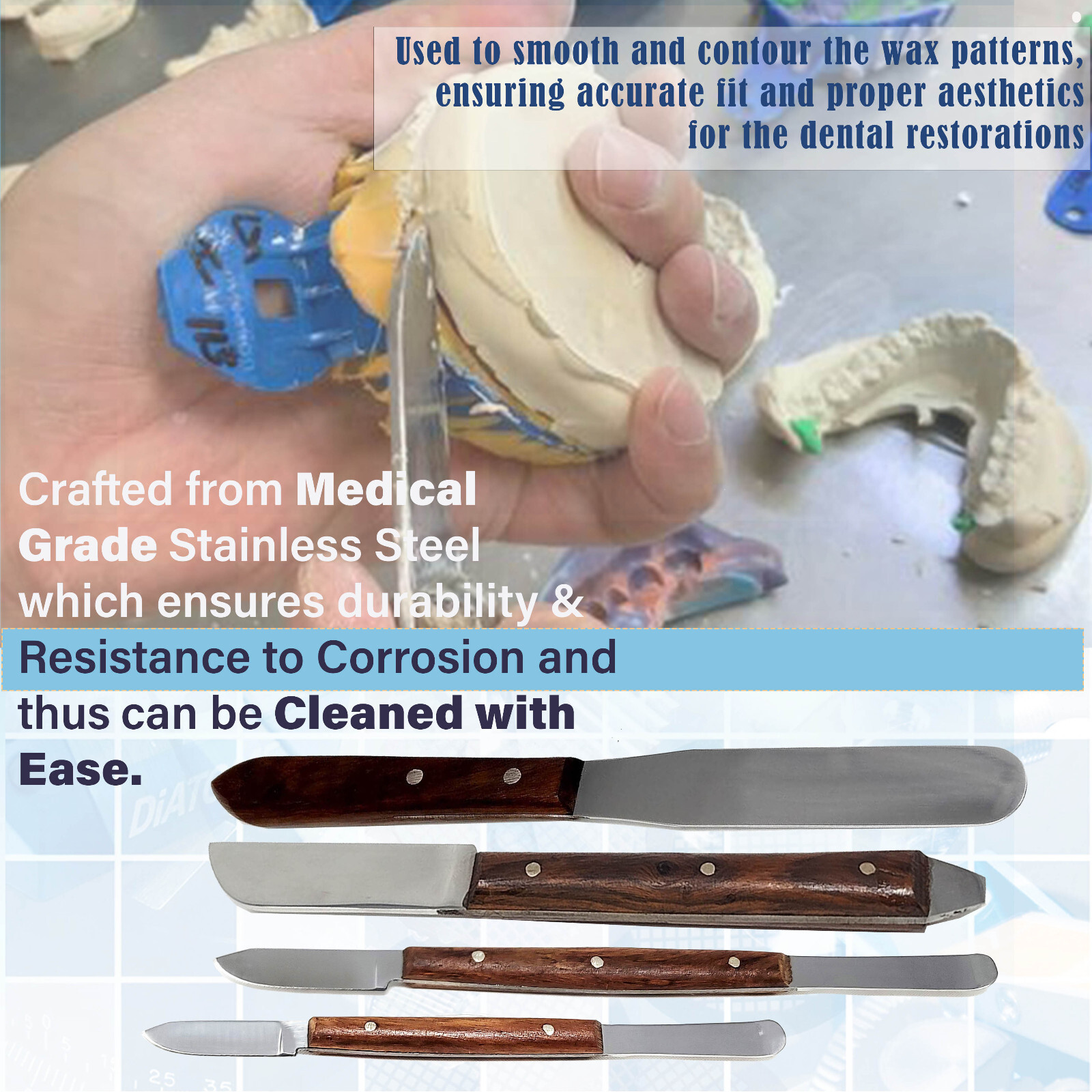 Dental Alignate Plaster mixing Spatula Set Wax Modelling Carvers Lab Mixing Tool