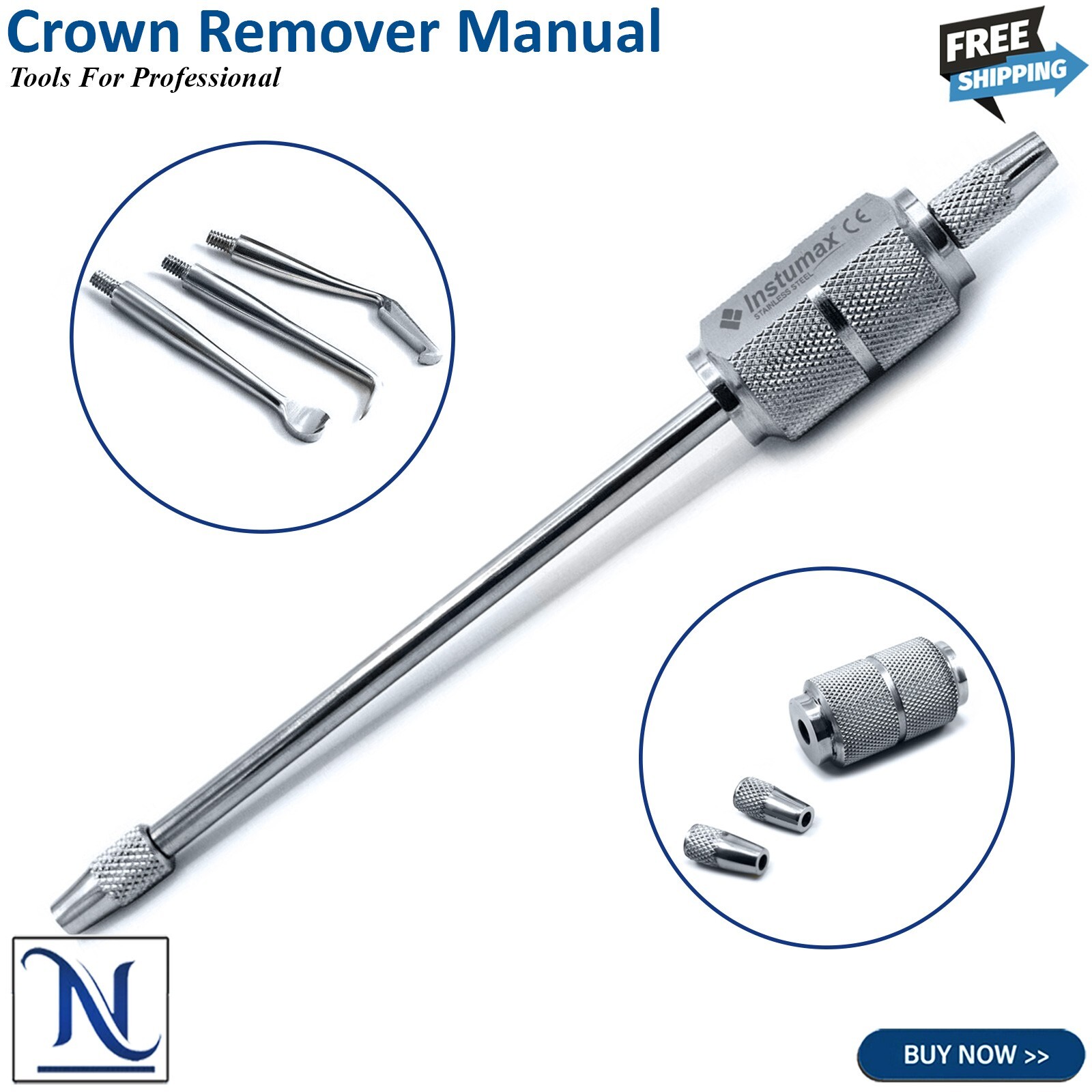 Dental Crown Remover Manual With 3 Tips Bridge Removal Restoration Instruments