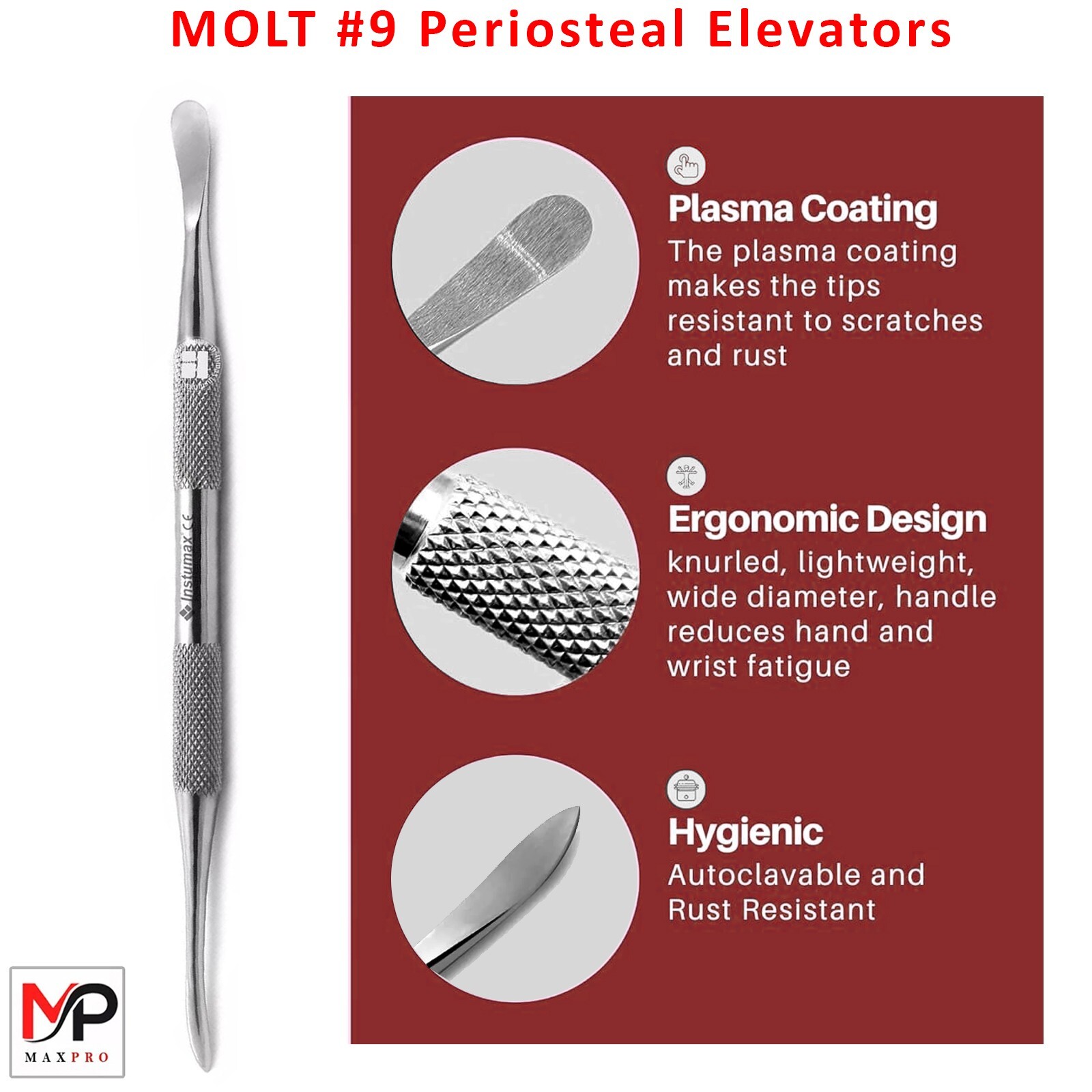 Dental MOLT #9 Periosteal Elevators – Ideal for Bone and Soft Tissue Grafting