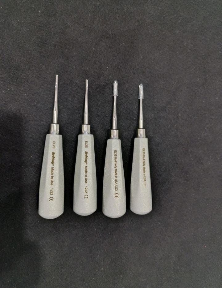 Lot of 4 Hu-Friedy Straight Luxating Elevators 2mm & 3mm Dental Instruments