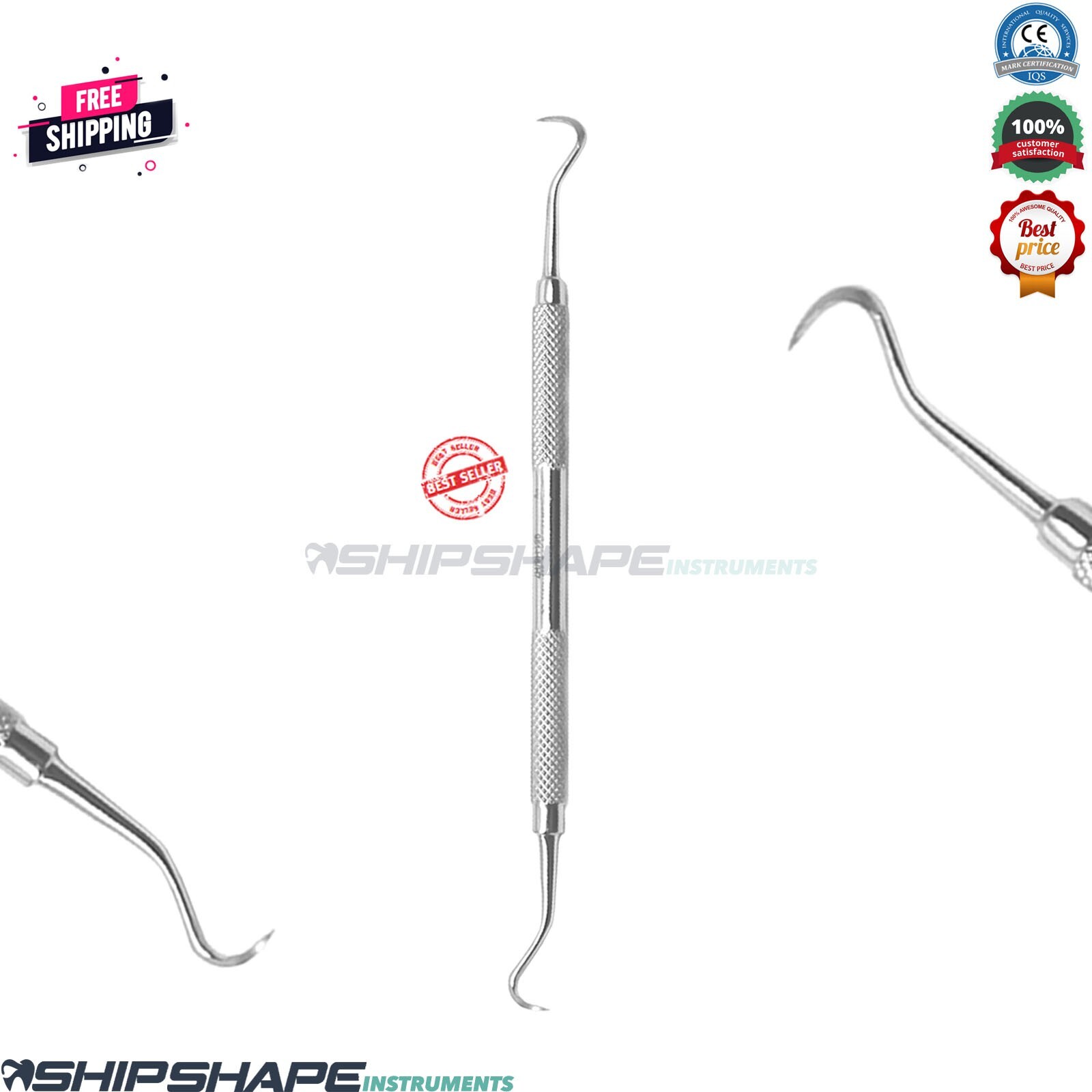 H6-H7 Sickle Scaler Plaque Tartar Calculus Remove Double Ended Dental Instrument
