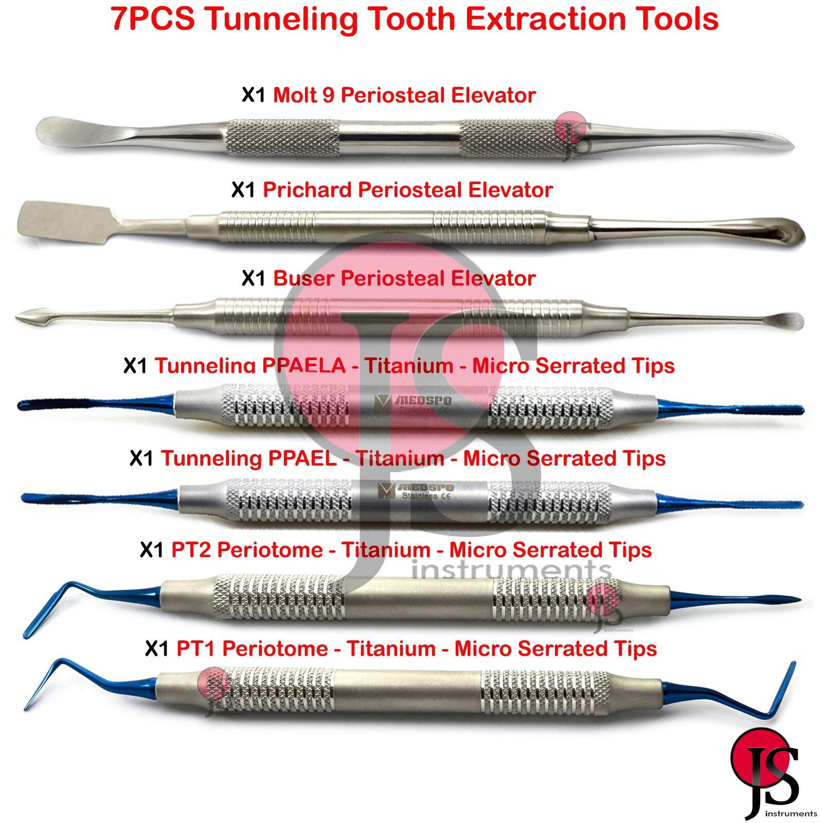 Tunneling Tooth Extraction Dental Periotome Buser Periosteal Elevator Implant 7X