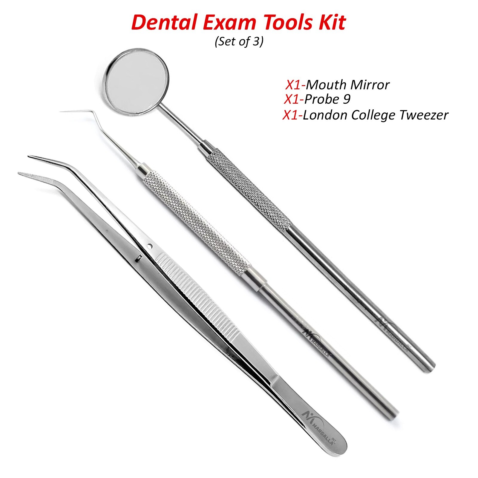 Dental Exam Tools Kit Hygiene Tweezer Mirror Explorer Teeth Cleaning Basic Set