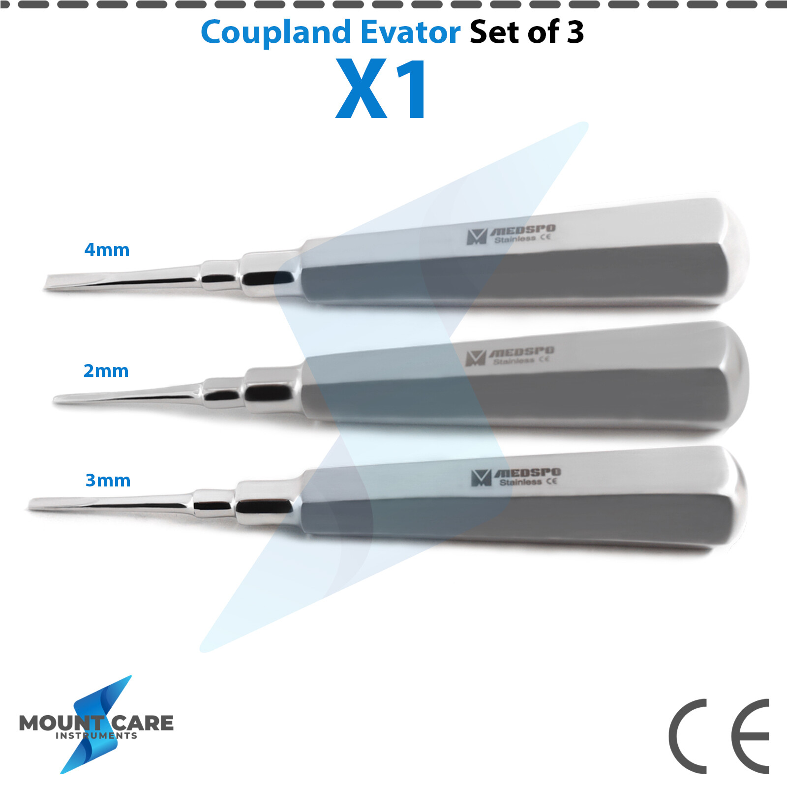 Dental Elevators Coupland Elevators Set Of 3 Extracting Surgical Root Extraction