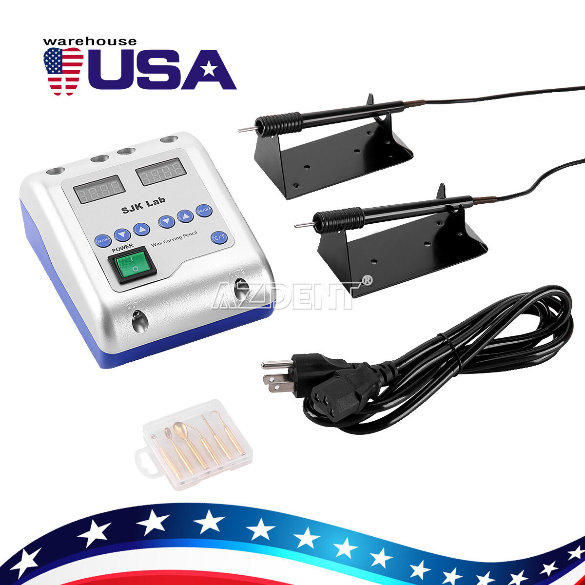 Dental Lab Electric Wax Knife Waxer Carving Knife 2 Pencil Heat Pen w/ 6 Tips