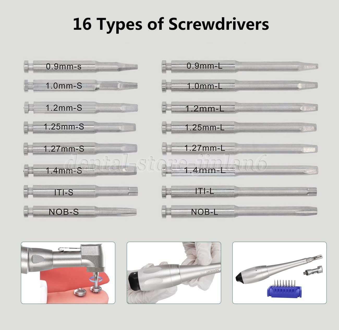 Dental Torque Wrench Universal Implant Kit Wrench Contra Angle & 16 Drivers