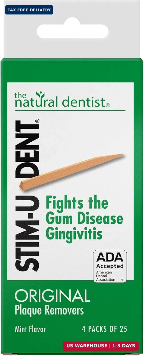 Stim-U-Dent Plaque Removers 4 Packs of 25 Picks/Pack (100 Picks) – Mint Flavor
