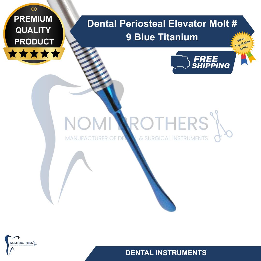 Dental Periosteal Elevator Molt # 9 Blue Titanium Coated Double Ended German