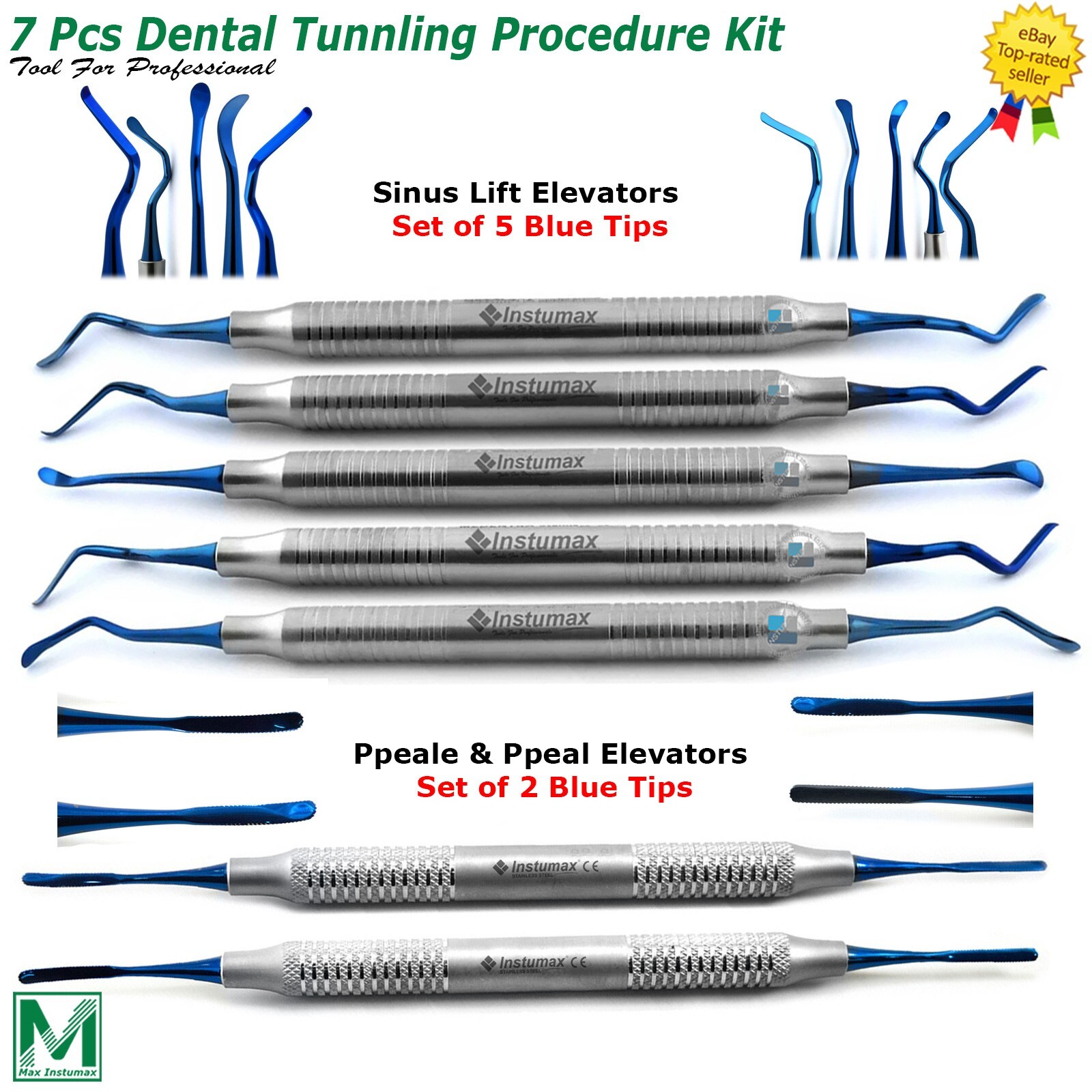 7 Pcs Dental Gum Lift Tunneling Procedure Instruments Implant Sinus Lift Kit