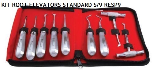 DENTAL INSTRUMENT KIT ROOT ELEVATORS STANDARD S/9 WITH POUCH RESP9 ONLY DENTAL