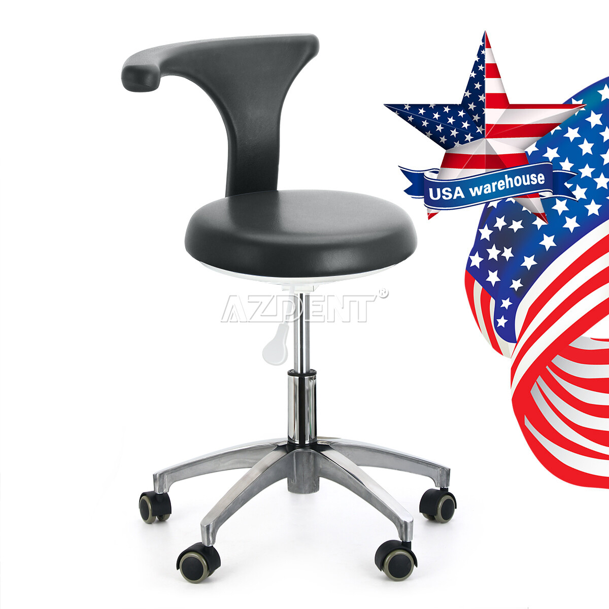 Adjustable Mobile Chair Dental Dentist Doctor Assistant Stool PU Hard Leather
