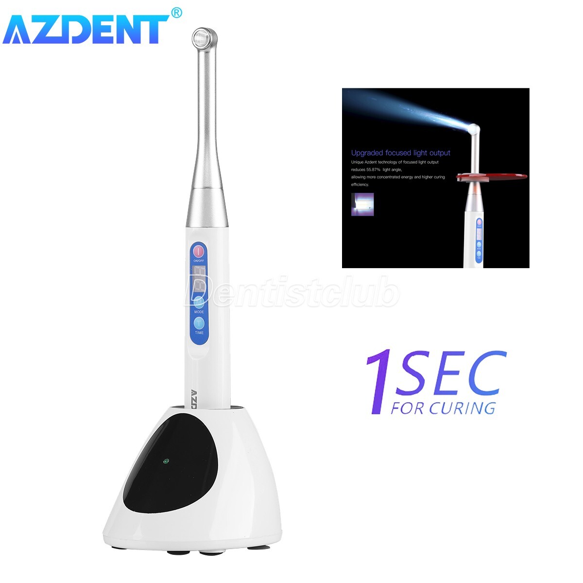 Dental Wireless LED Curing Light Lamp 1 sec to Cure 3200mW/c㎡