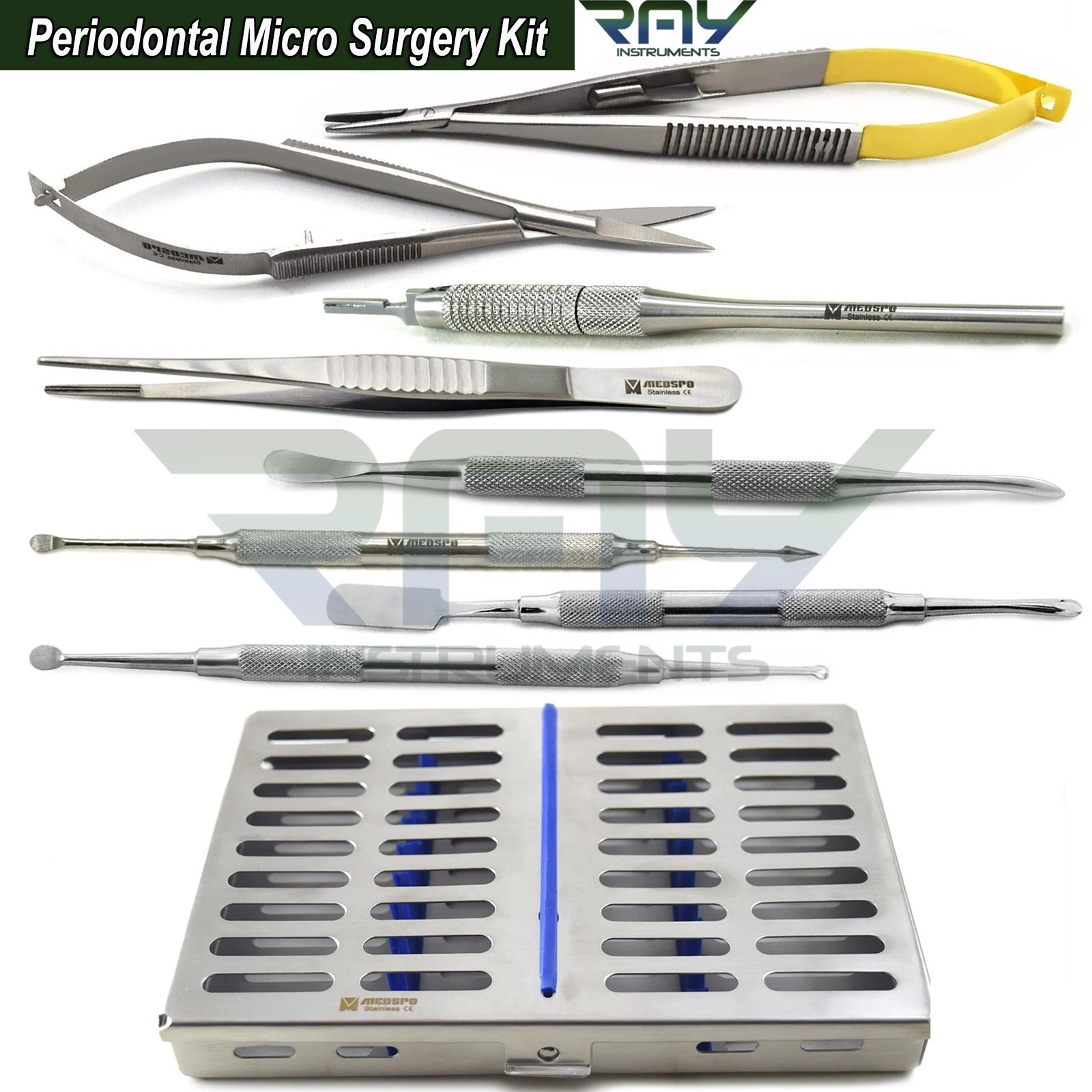 9 Pcs Periodontal Micro Surgery Kit Dental Oral Surgery Instruments Cassette