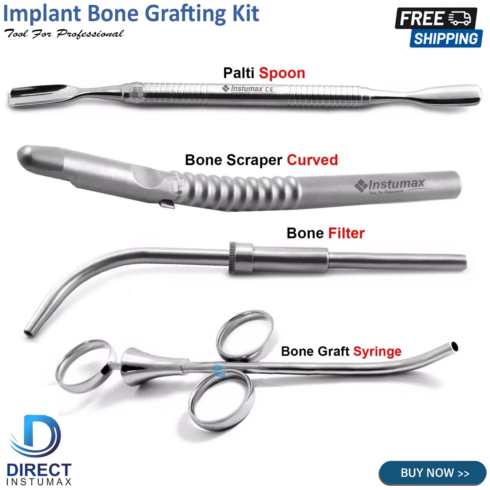 Dental Bone Grafting Kit Bone Harvestor Scraper Collector Implant Graft Syringe